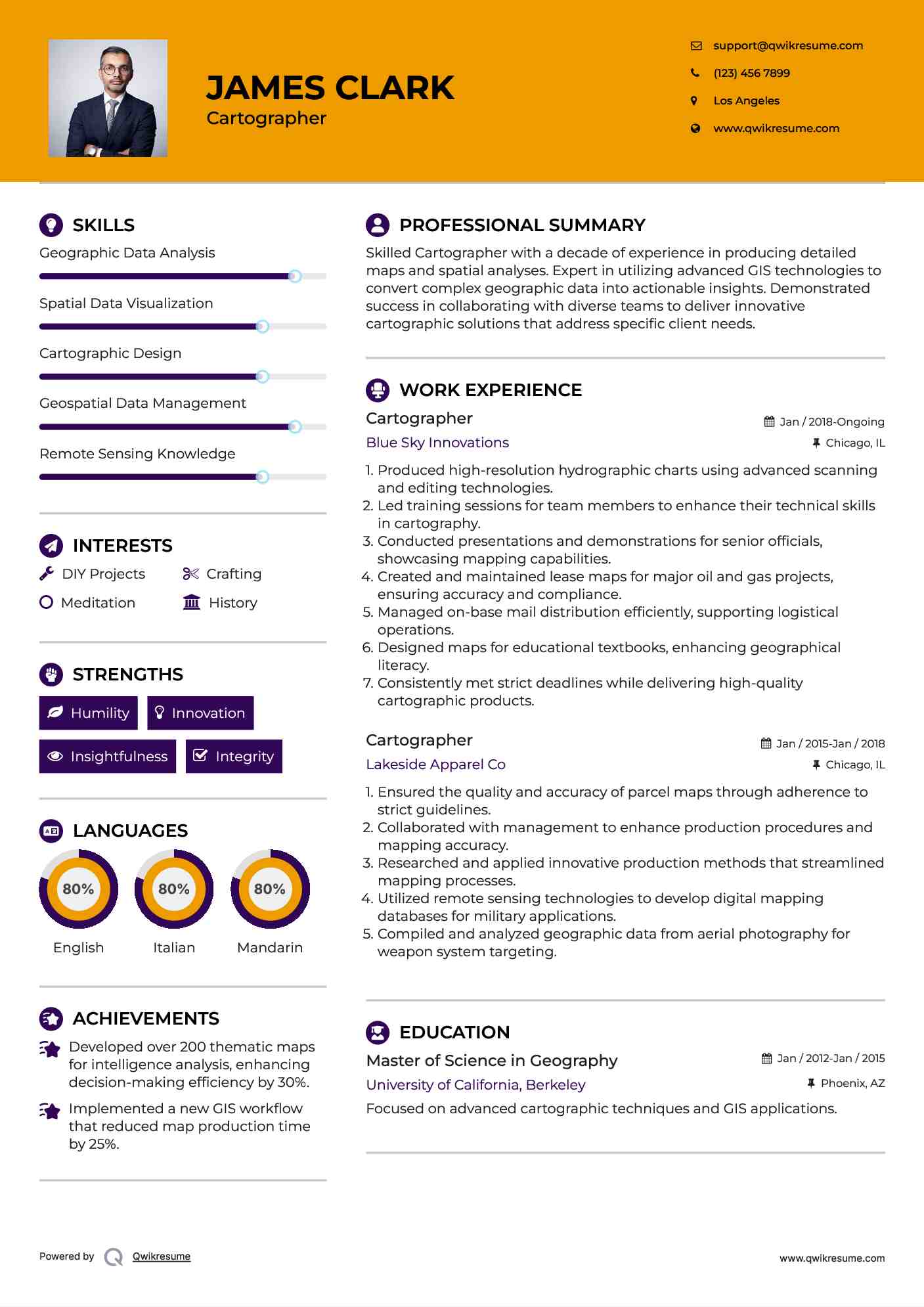 Cartographer Resume Sample