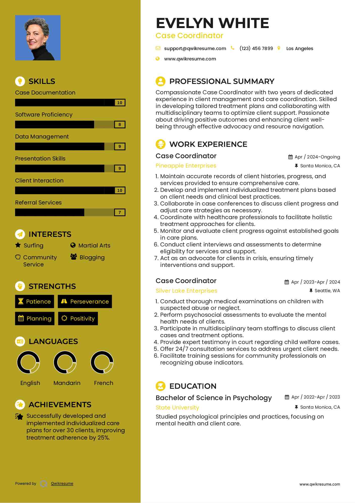 Case Coordinator Resume Samples QwikResume