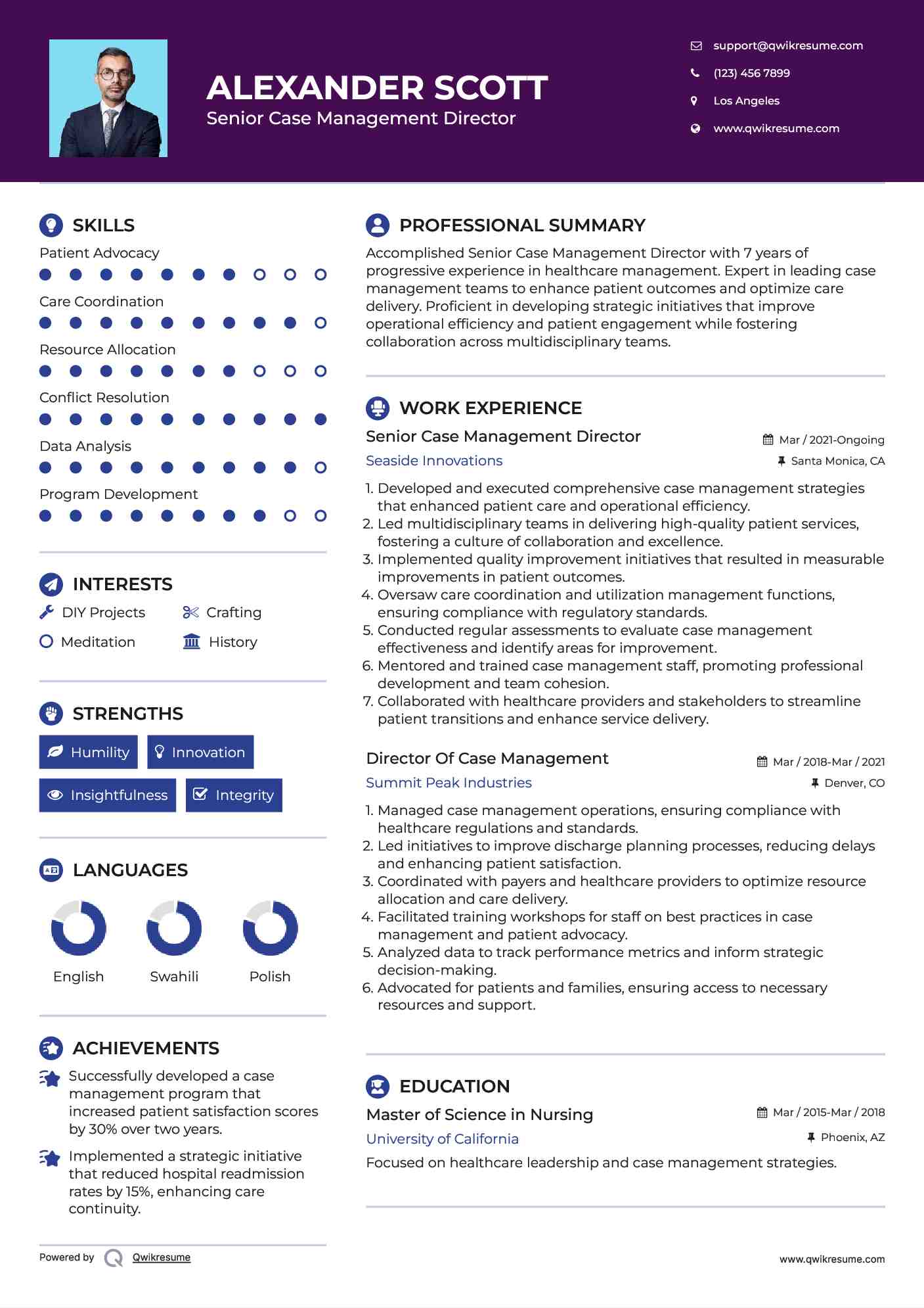 Senior Case Management Director Resume Format