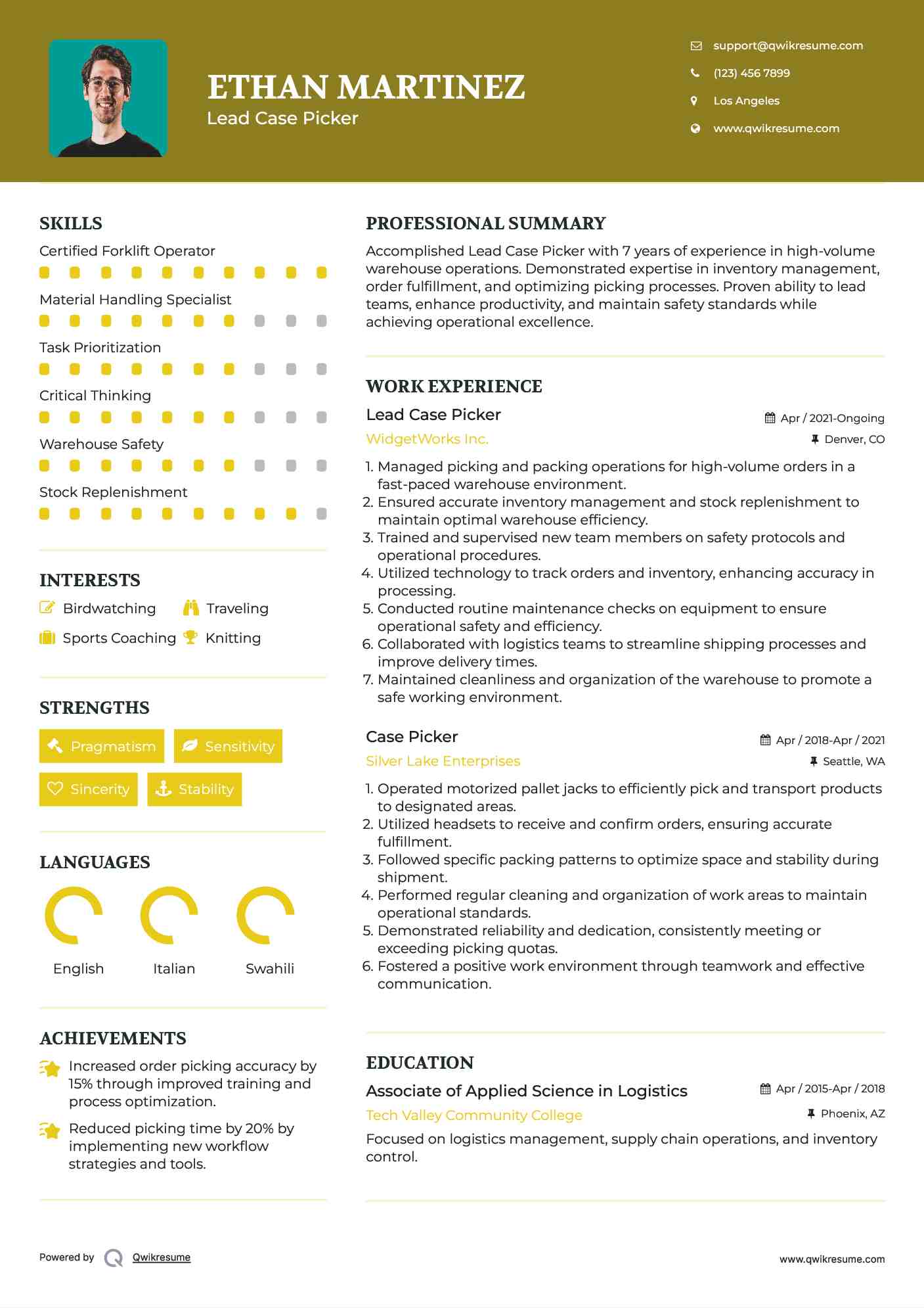 Lead Case Picker  Resume Model