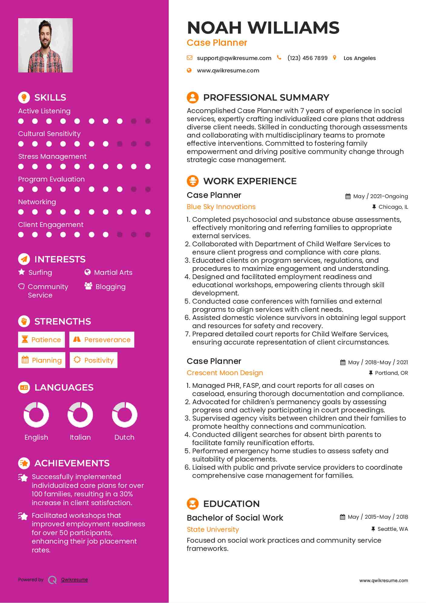 Case Planner Resume Samples QwikResume