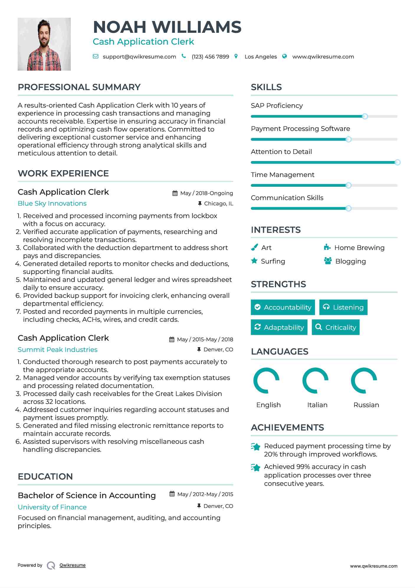Cash Application Clerk Resume Samples QwikResume