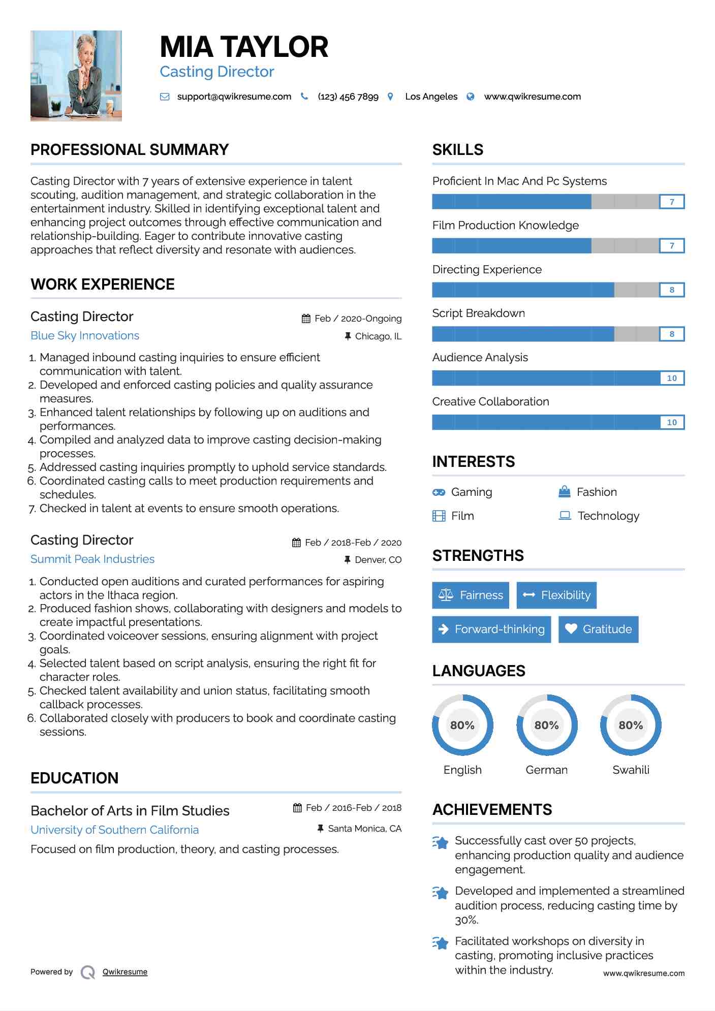 Casting Director Resume Template