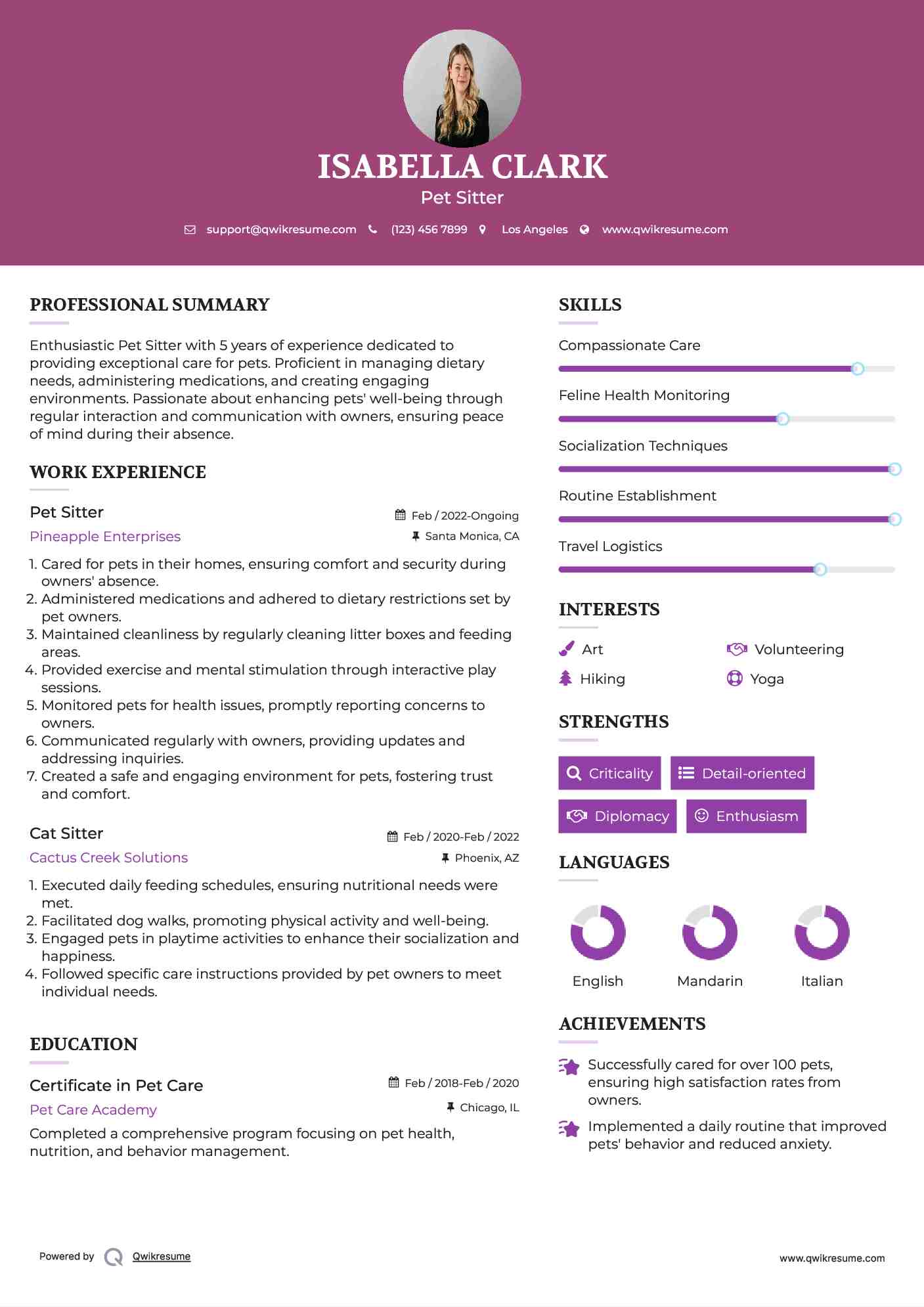 10 Cat Sitter Resume Samples amp - Cat Sitter 1701267969 Pdf