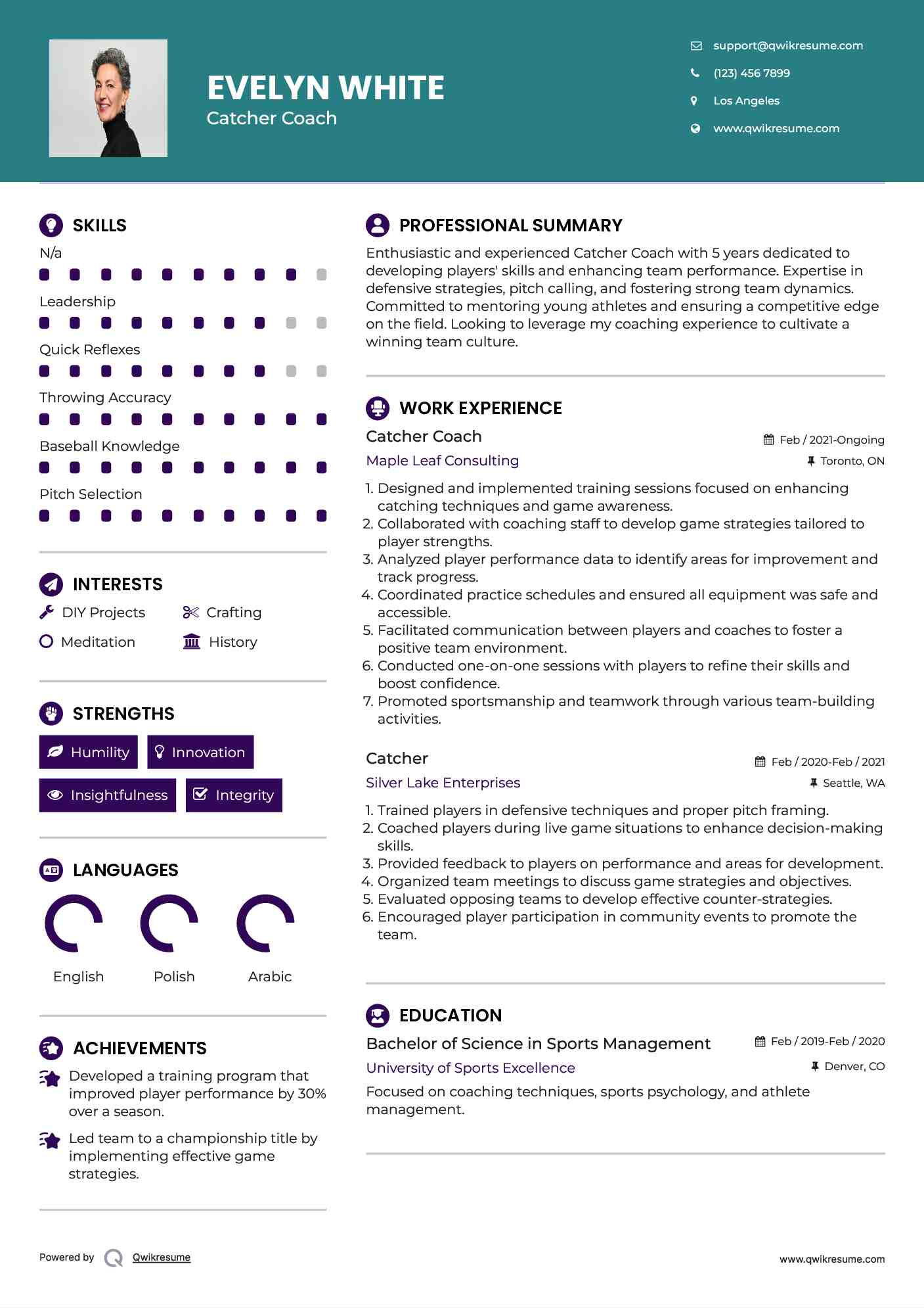 Catcher Resume Samples QwikResume