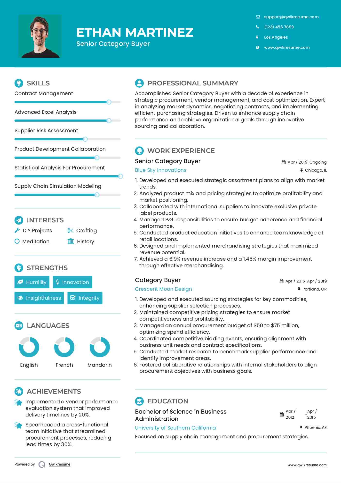 Senior Category Buyer Resume Template