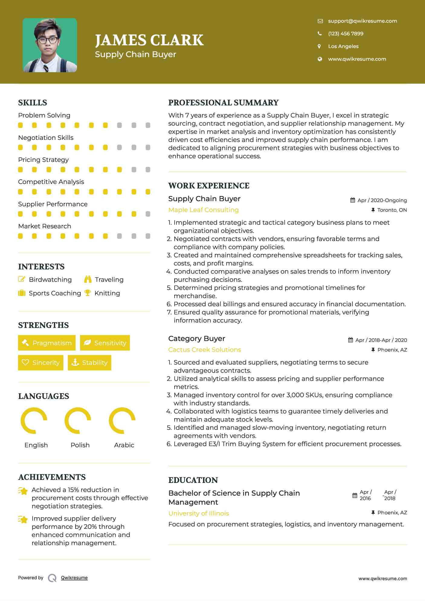 Supply Chain Buyer Resume Template