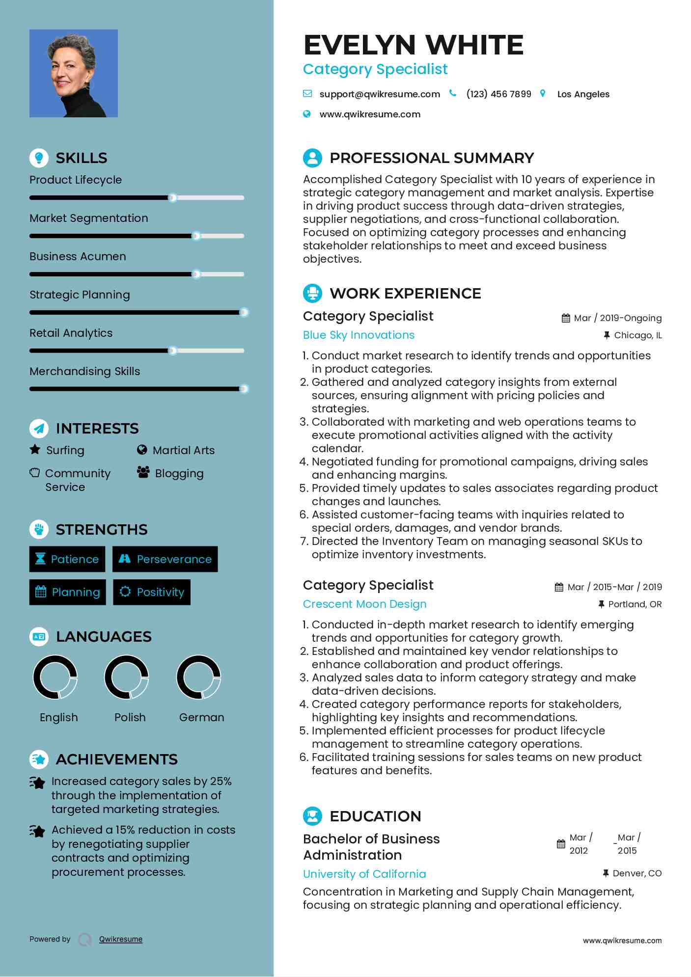 Category Specialist Resume Example
