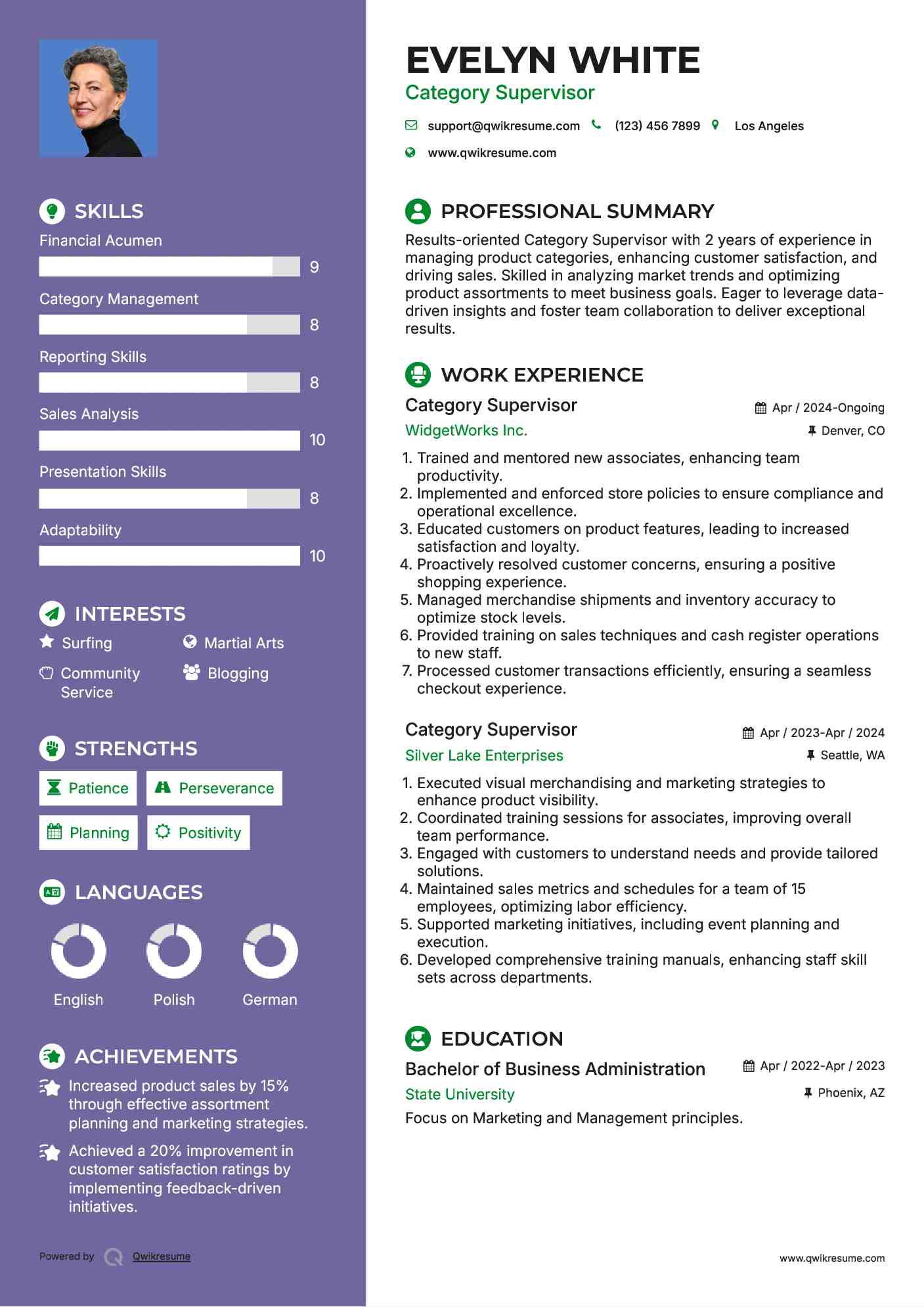 Category Supervisor Resume Template