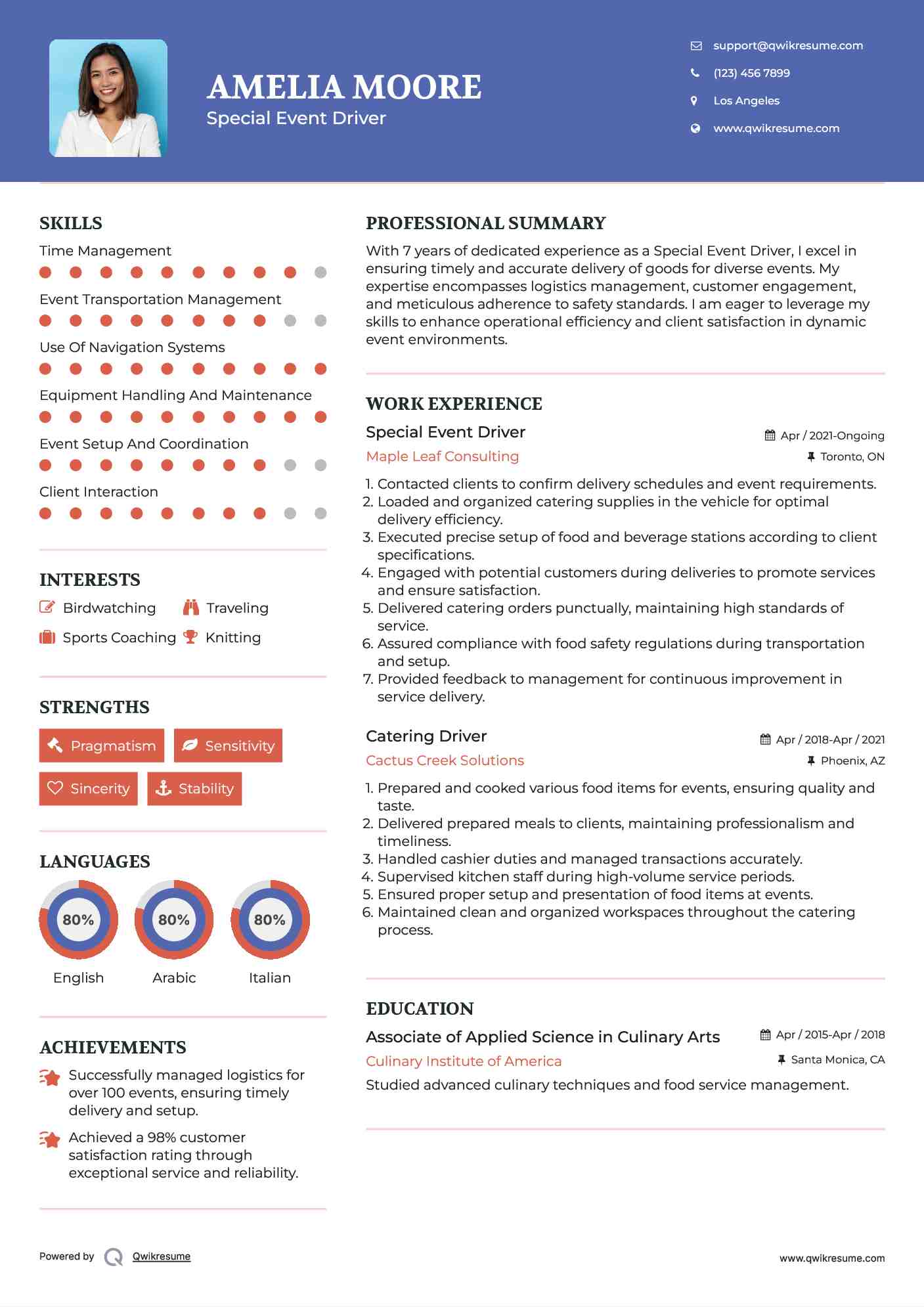 Special Event Driver Resume Format