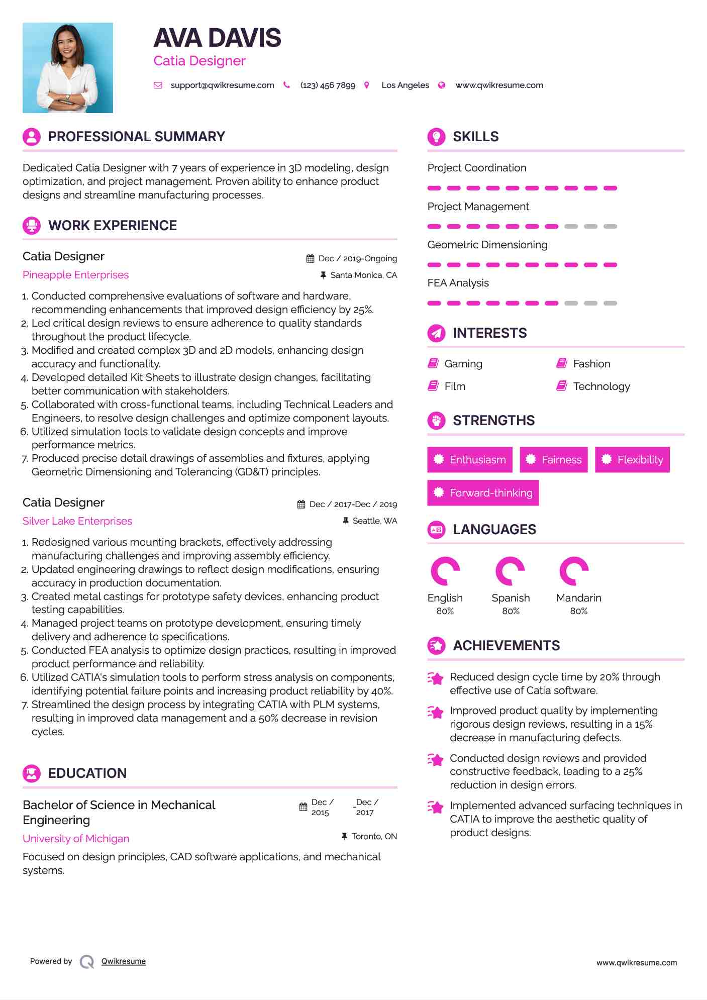 Catia Designer Resume Model