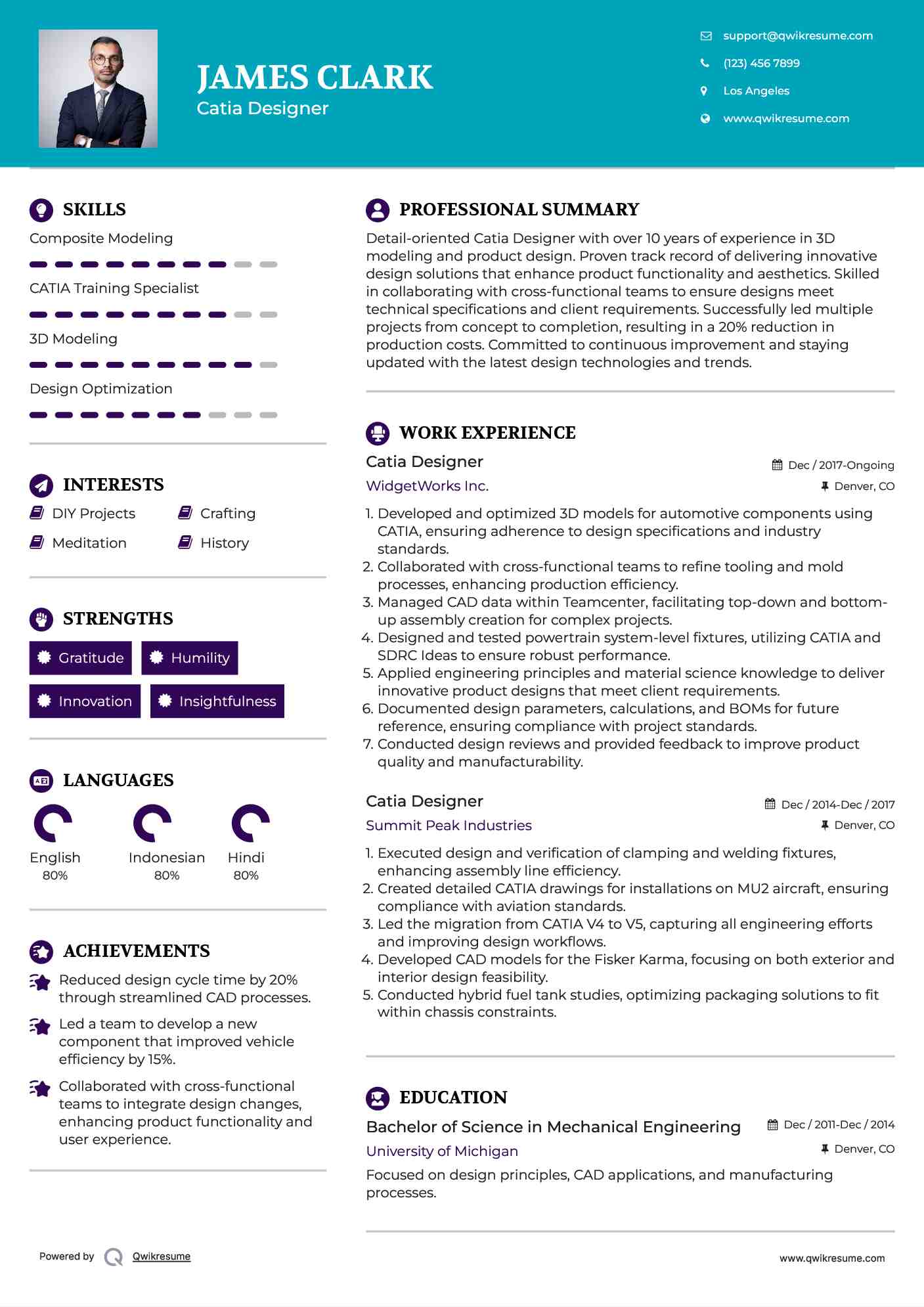 Catia Designer Resume Template