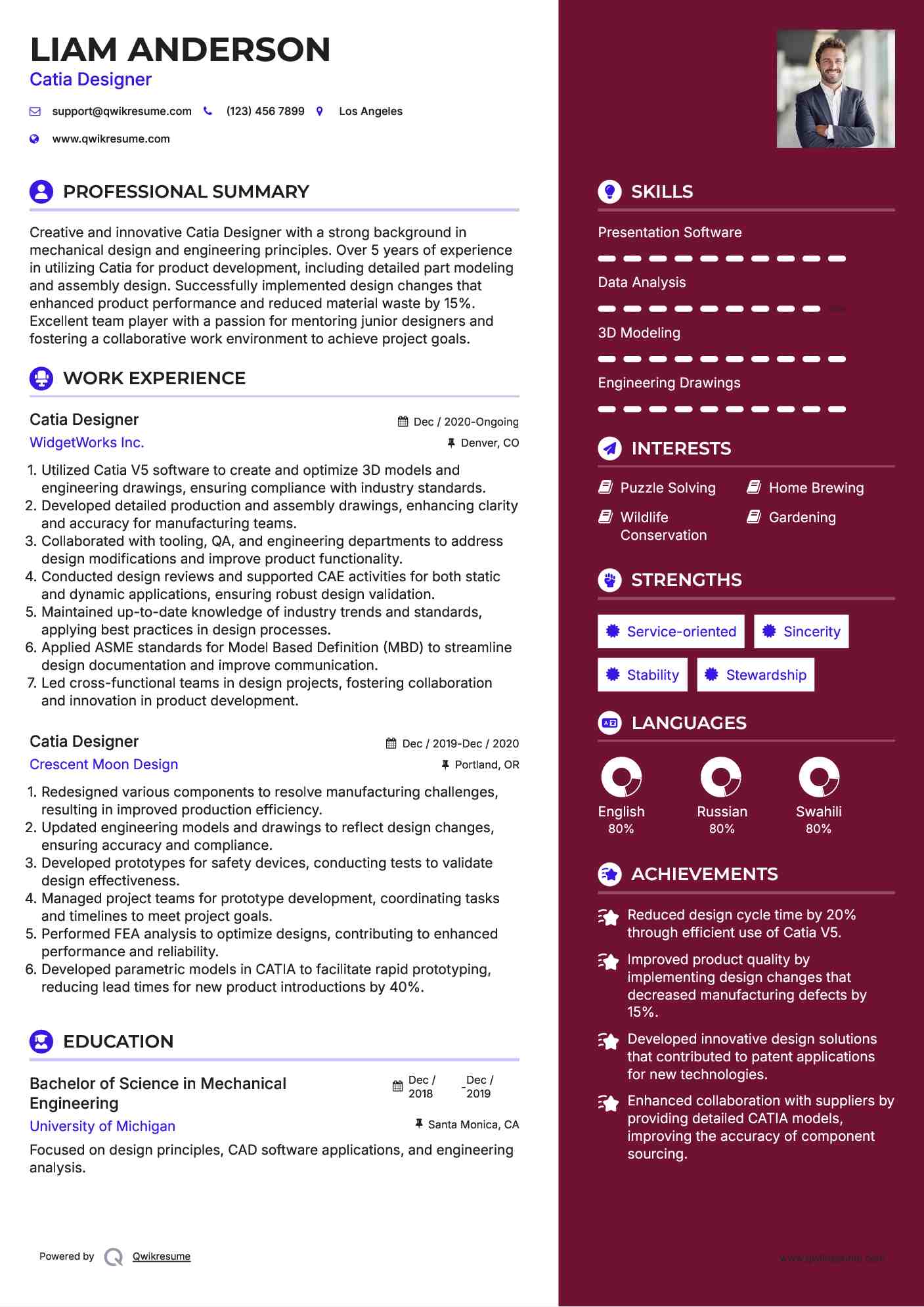 Catia Designer Resume Samples Qwikresume