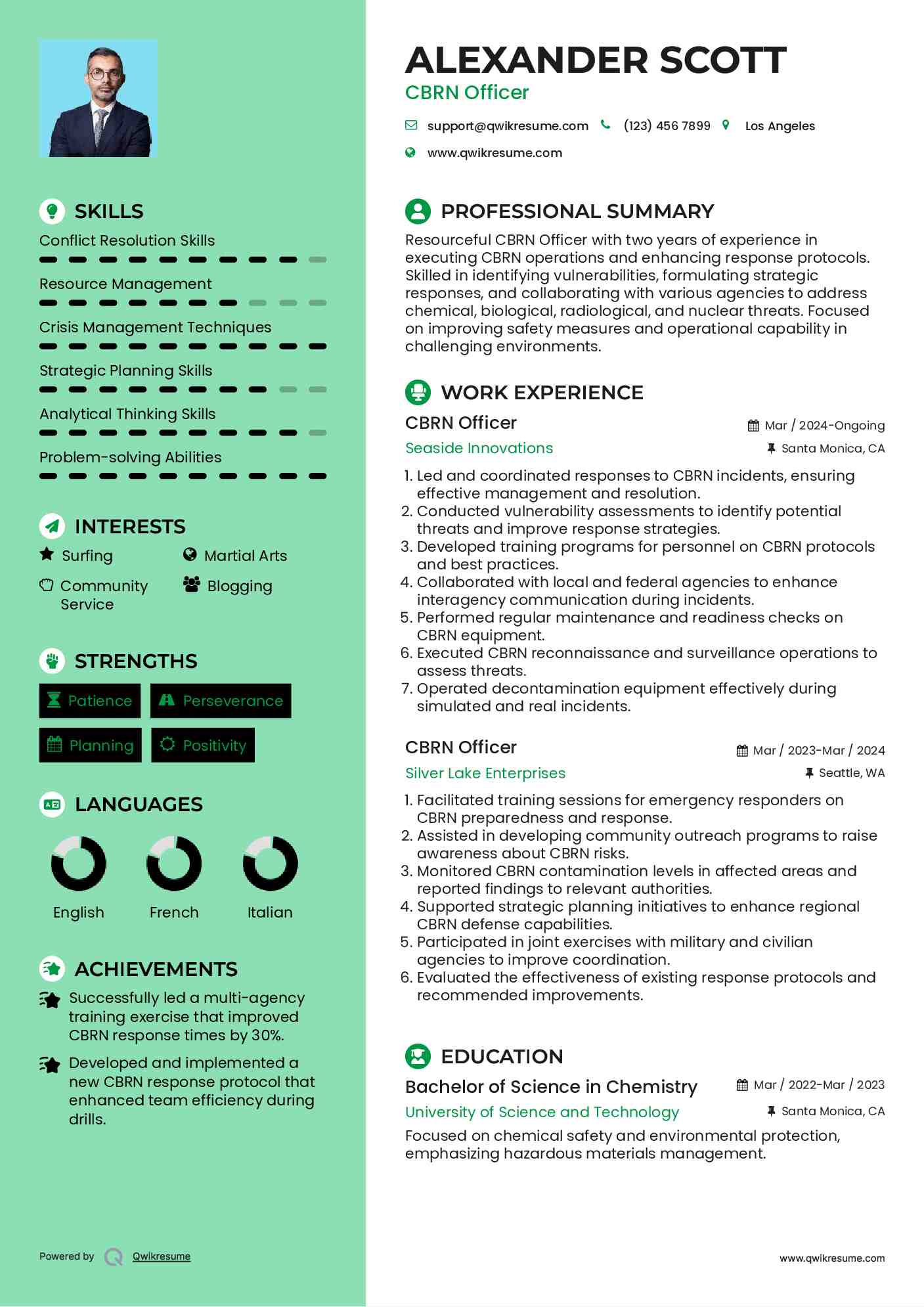 CBRN Officer Resume Template