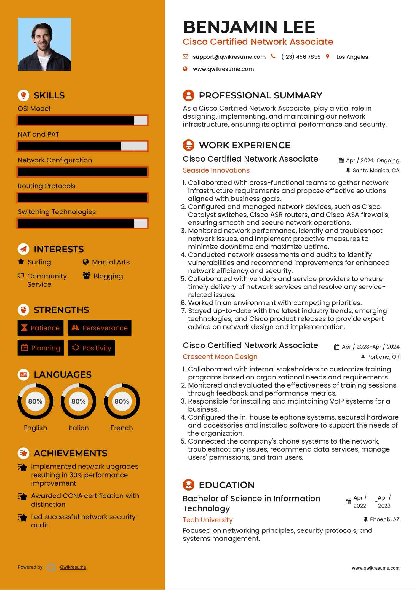 Cisco Certified Network Associate Resume Model