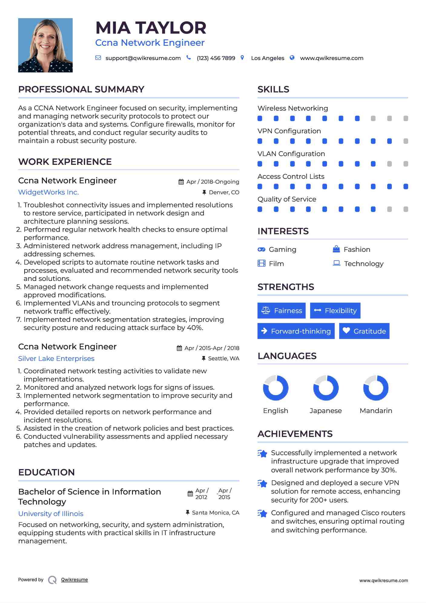 Ccna Network Engineer Resume Sample