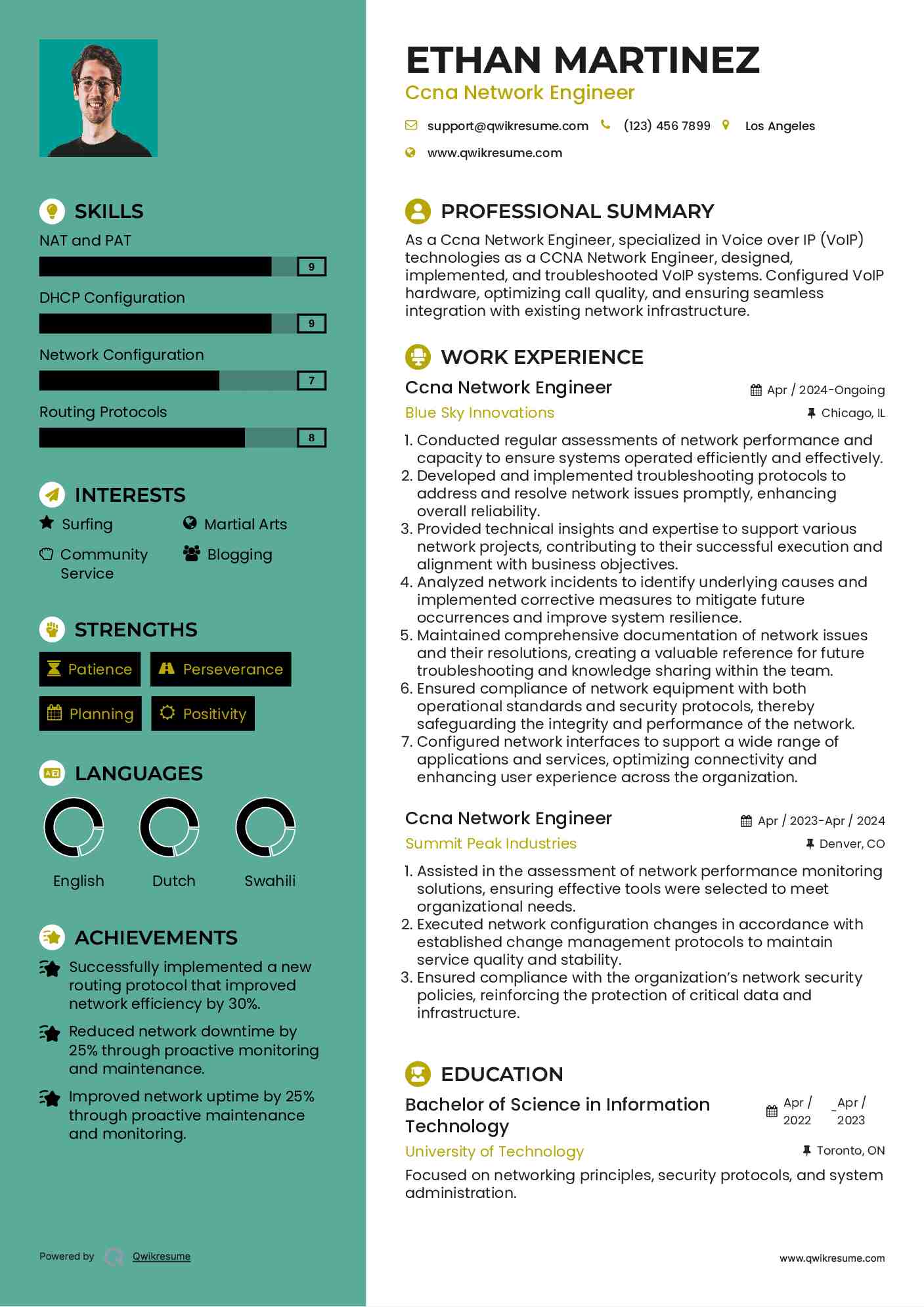 Ccna Network Engineer Resume Format