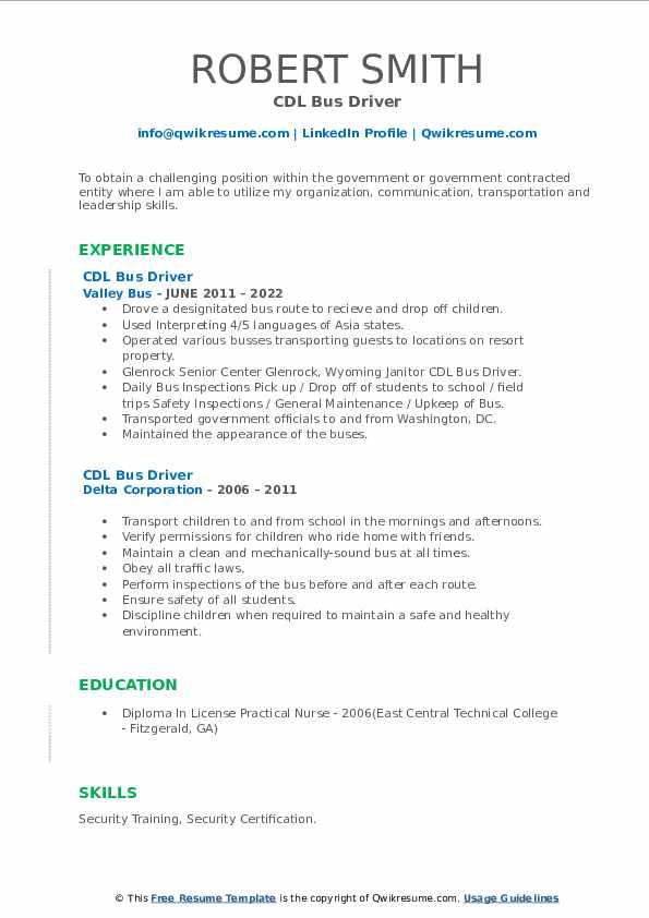 CDL Bus Driver Resume Samples - Cdl Bus Driver 1660729379 Pdf 