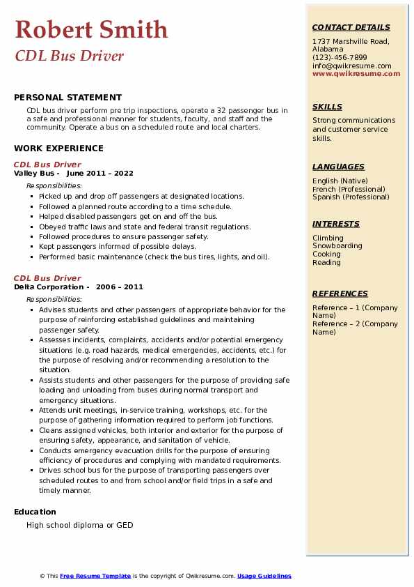 CDL Bus Driver Resume Samples - Cdl Bus Driver 1660729483 Pdf 