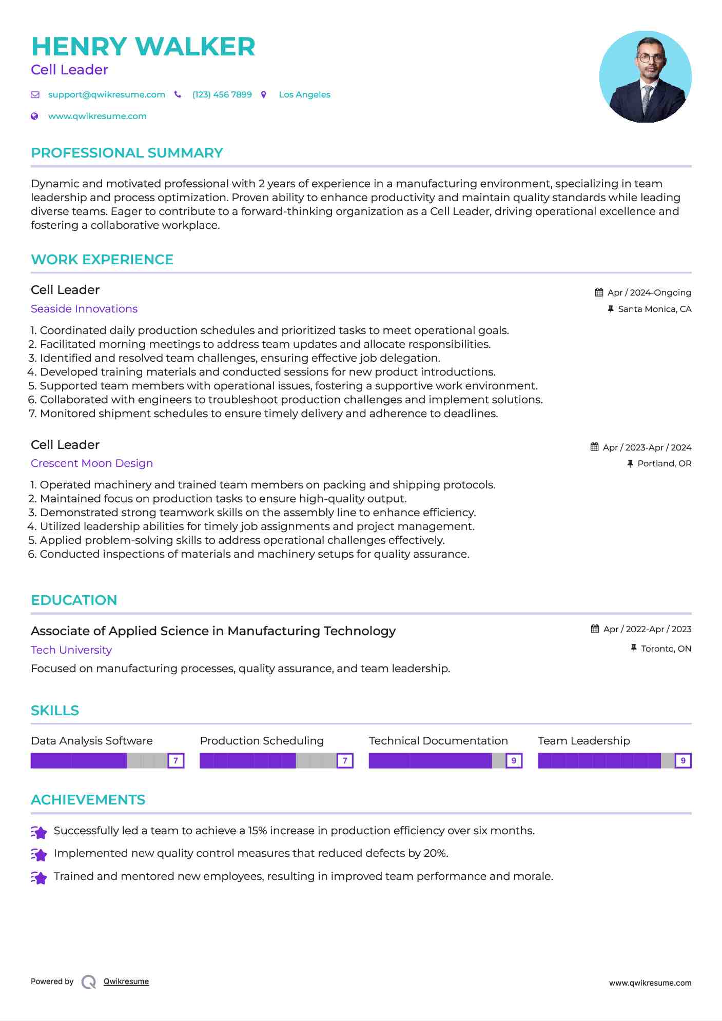 Cell Leader Resume Template