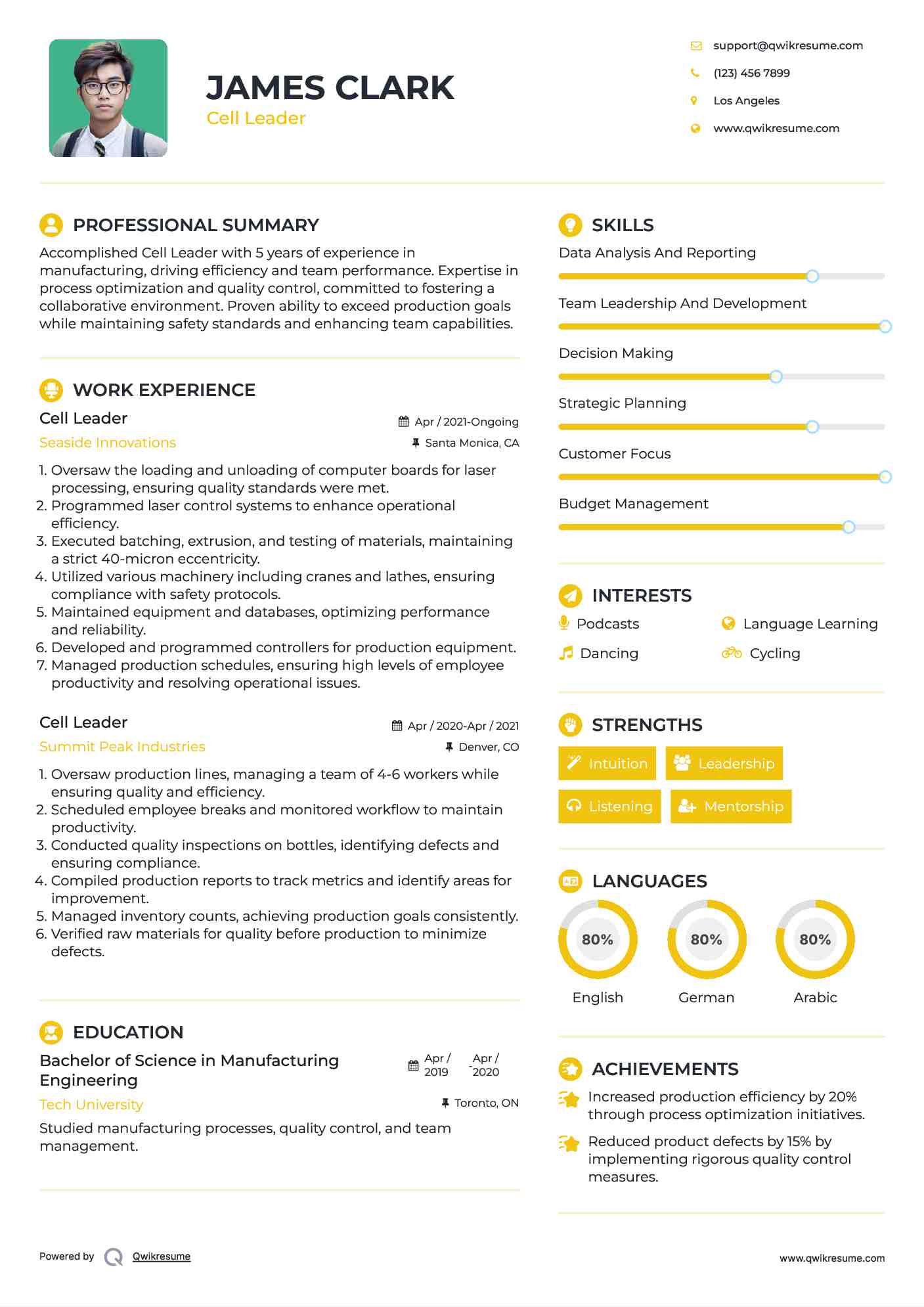 Cell Leader Resume Template