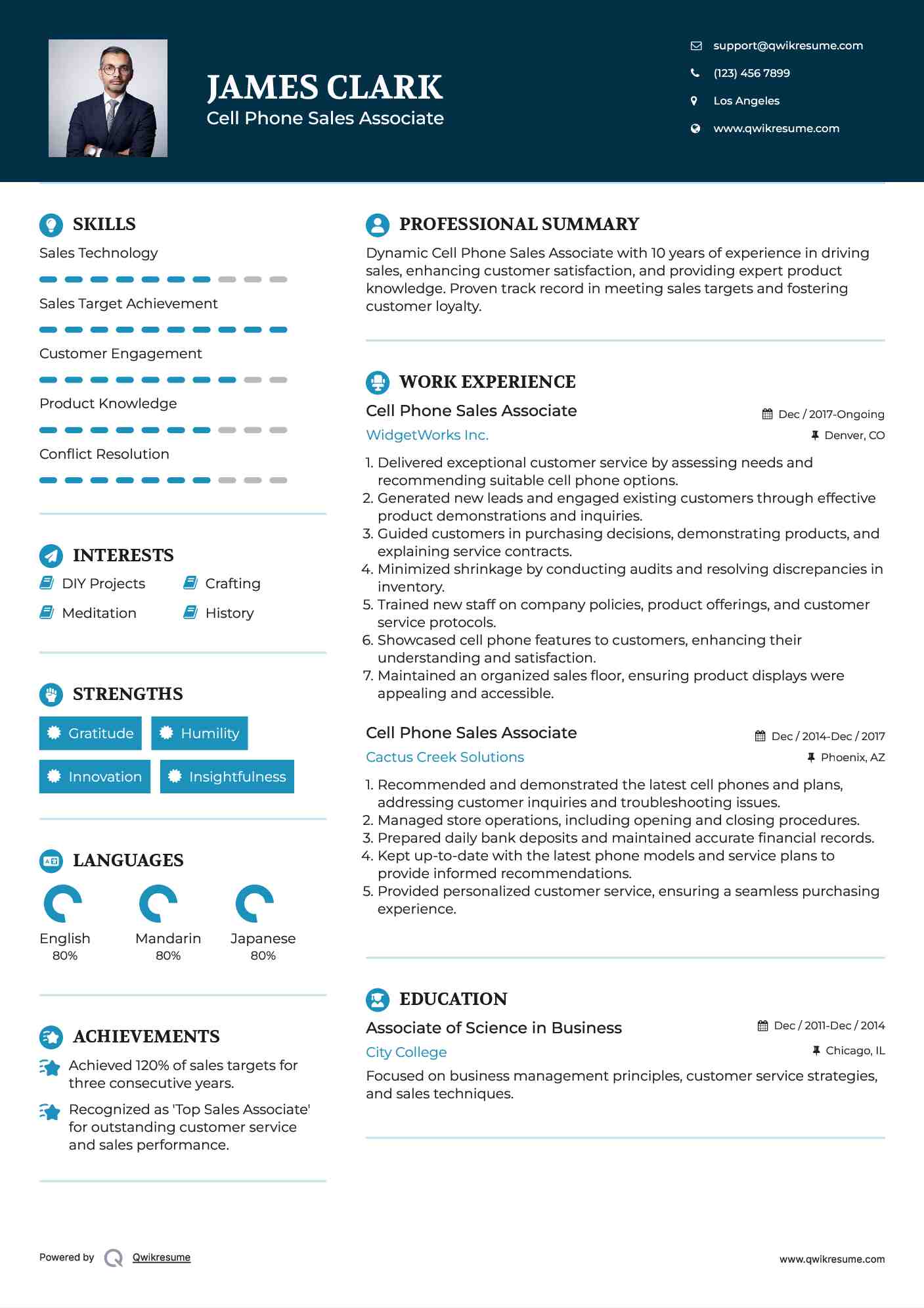 Cell Phone Sales Associate Resume Template