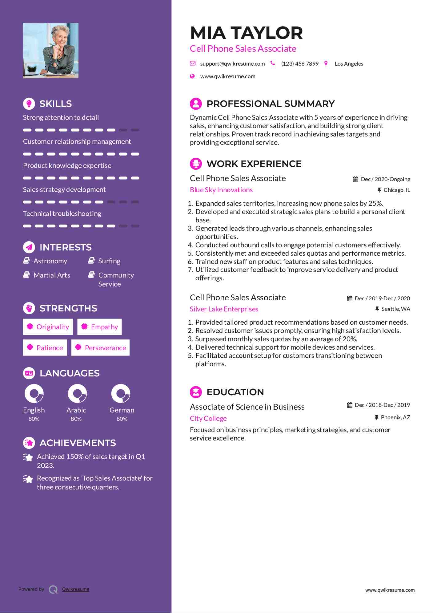 Cell Phone Sales Associate Resume Template
