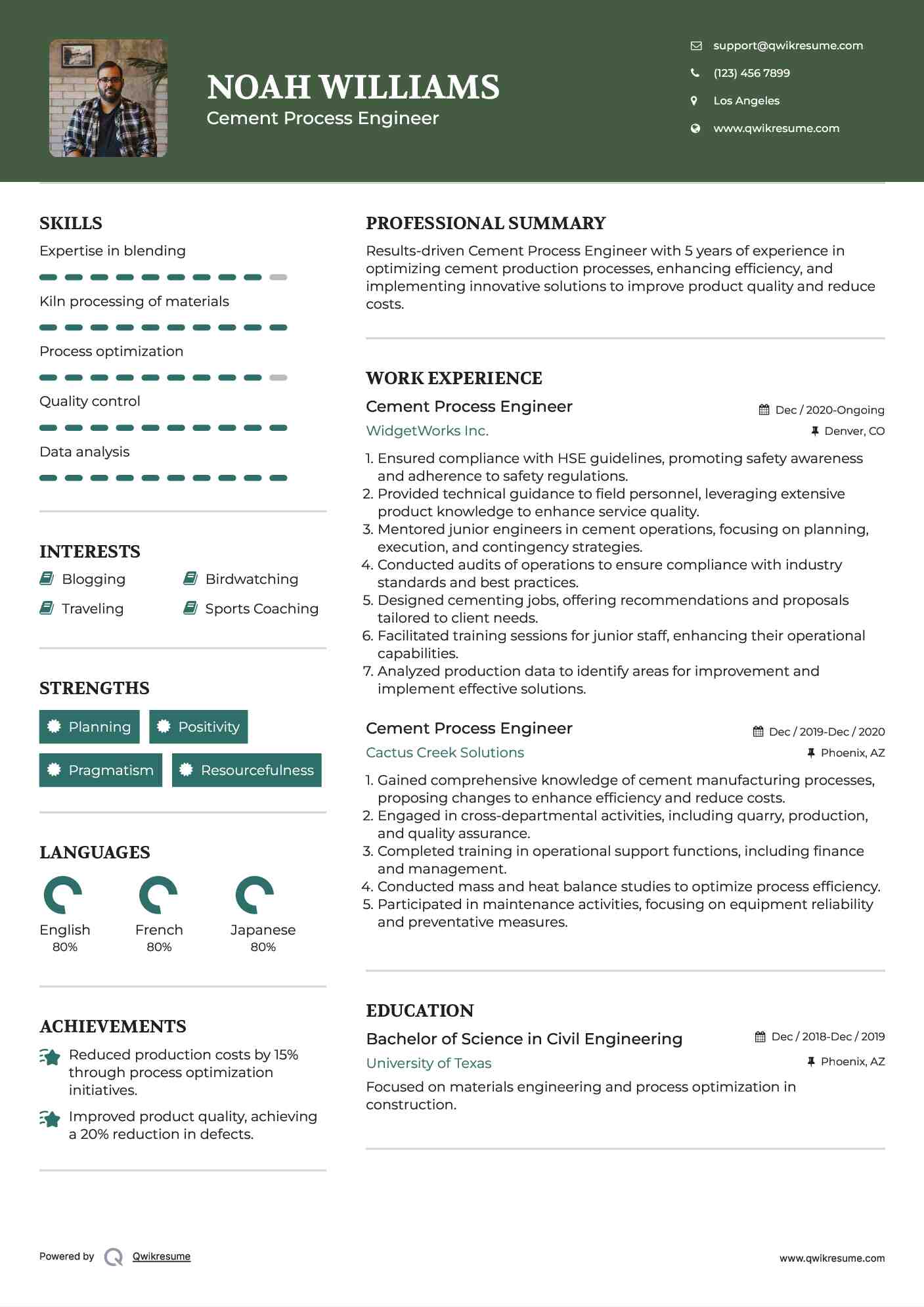 Cement Process Engineer Resume Format