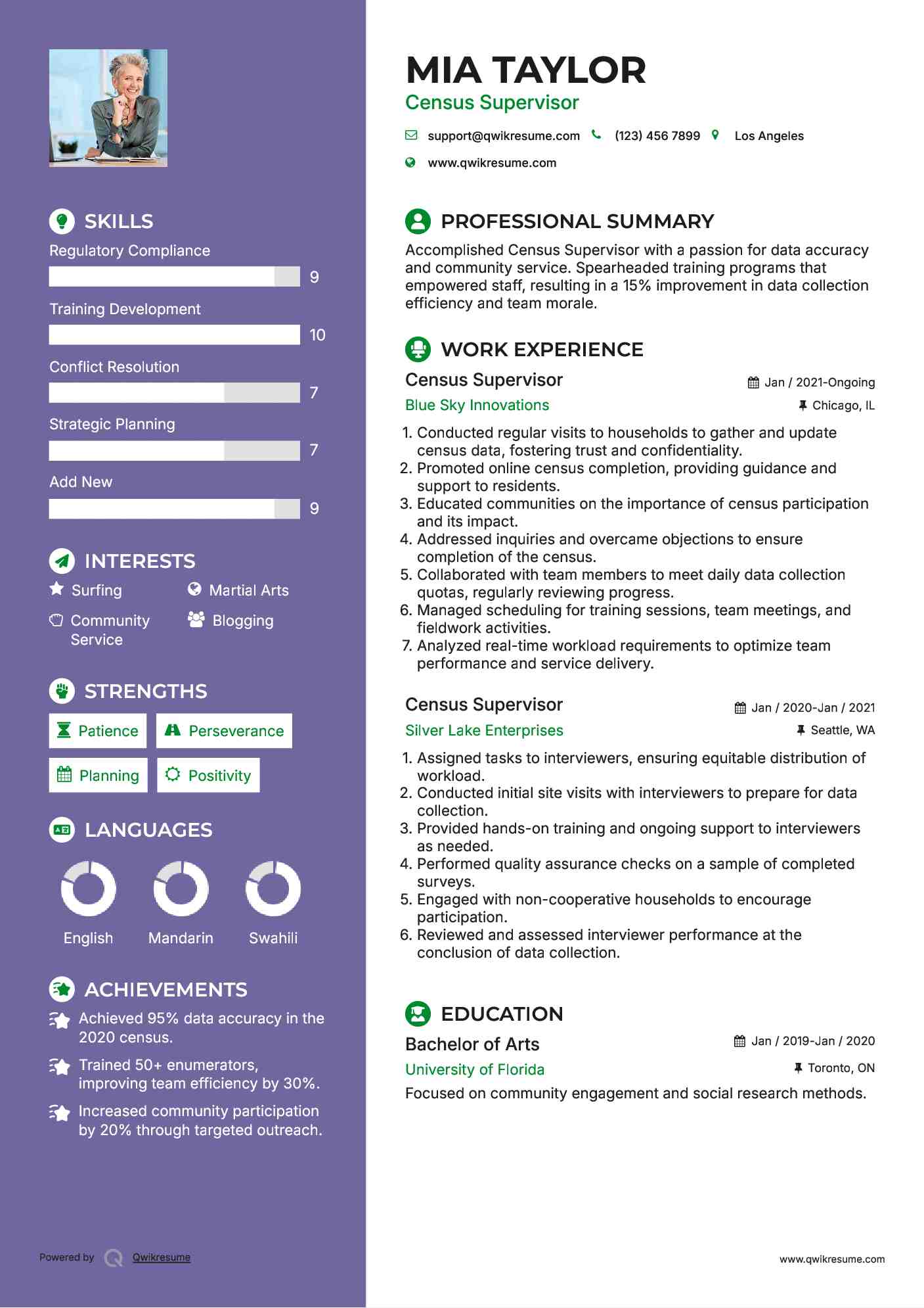 Census Supervisor Resume Format