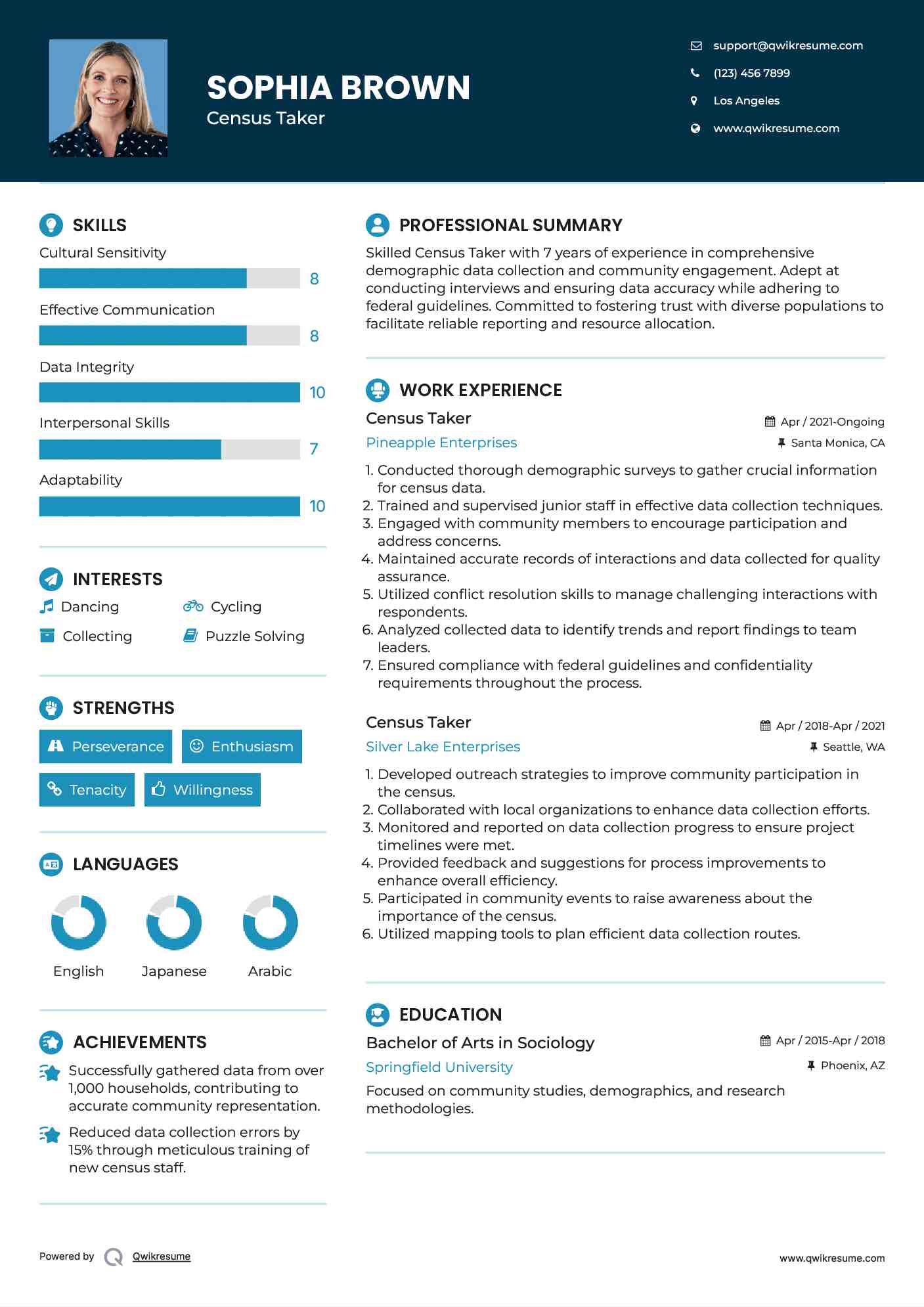 Census Taker Resume Format