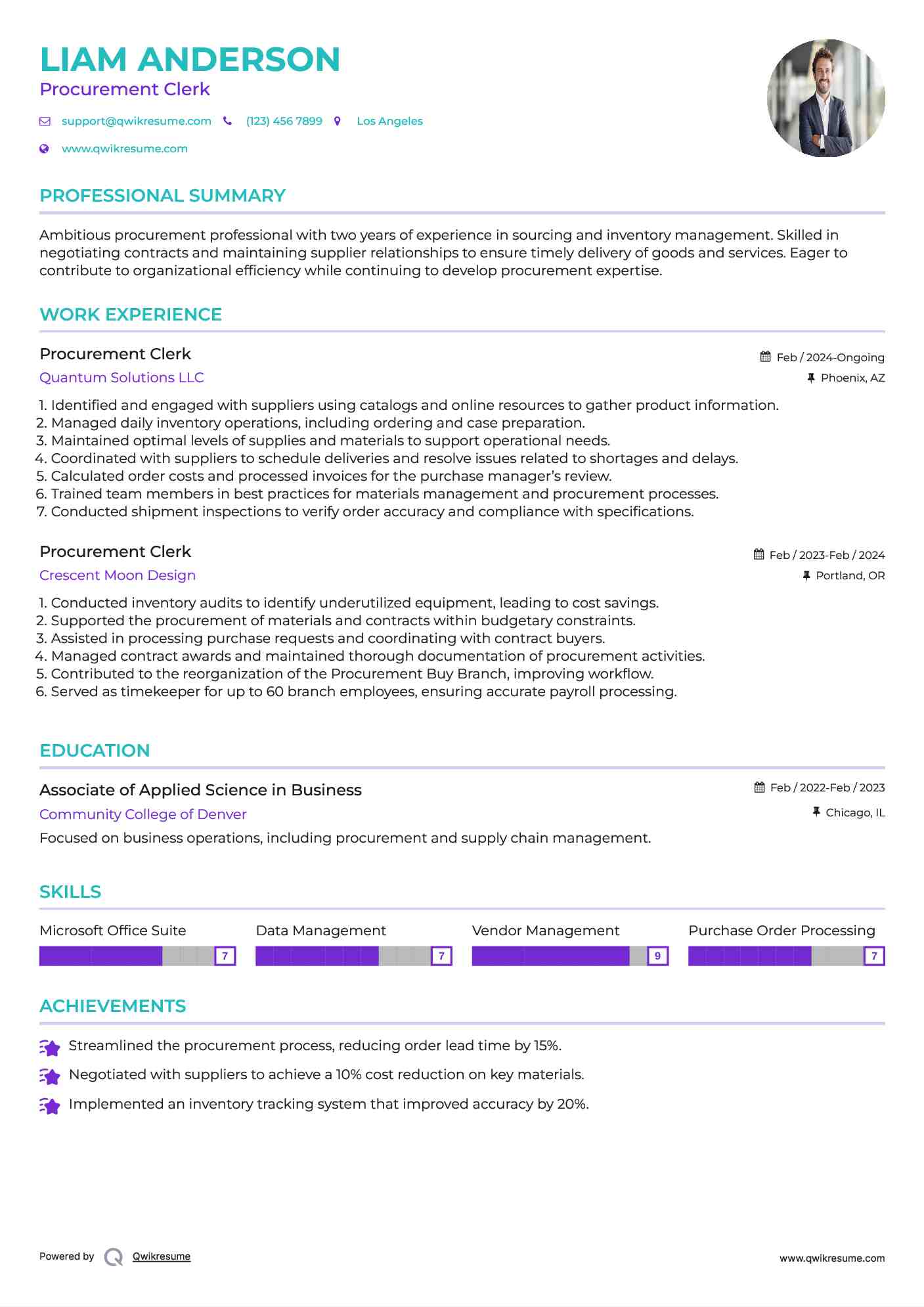 Procurement Clerk Resume Model