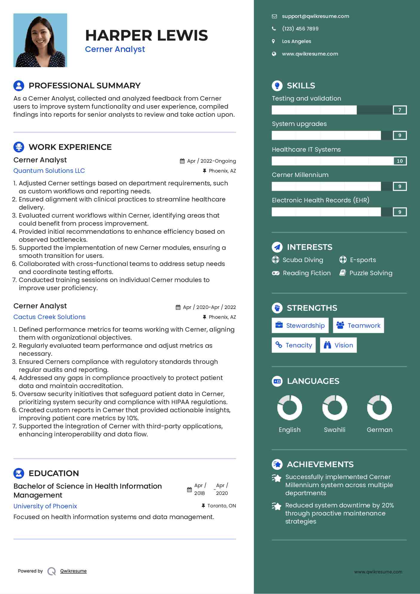 Cerner Analyst Resume Template
