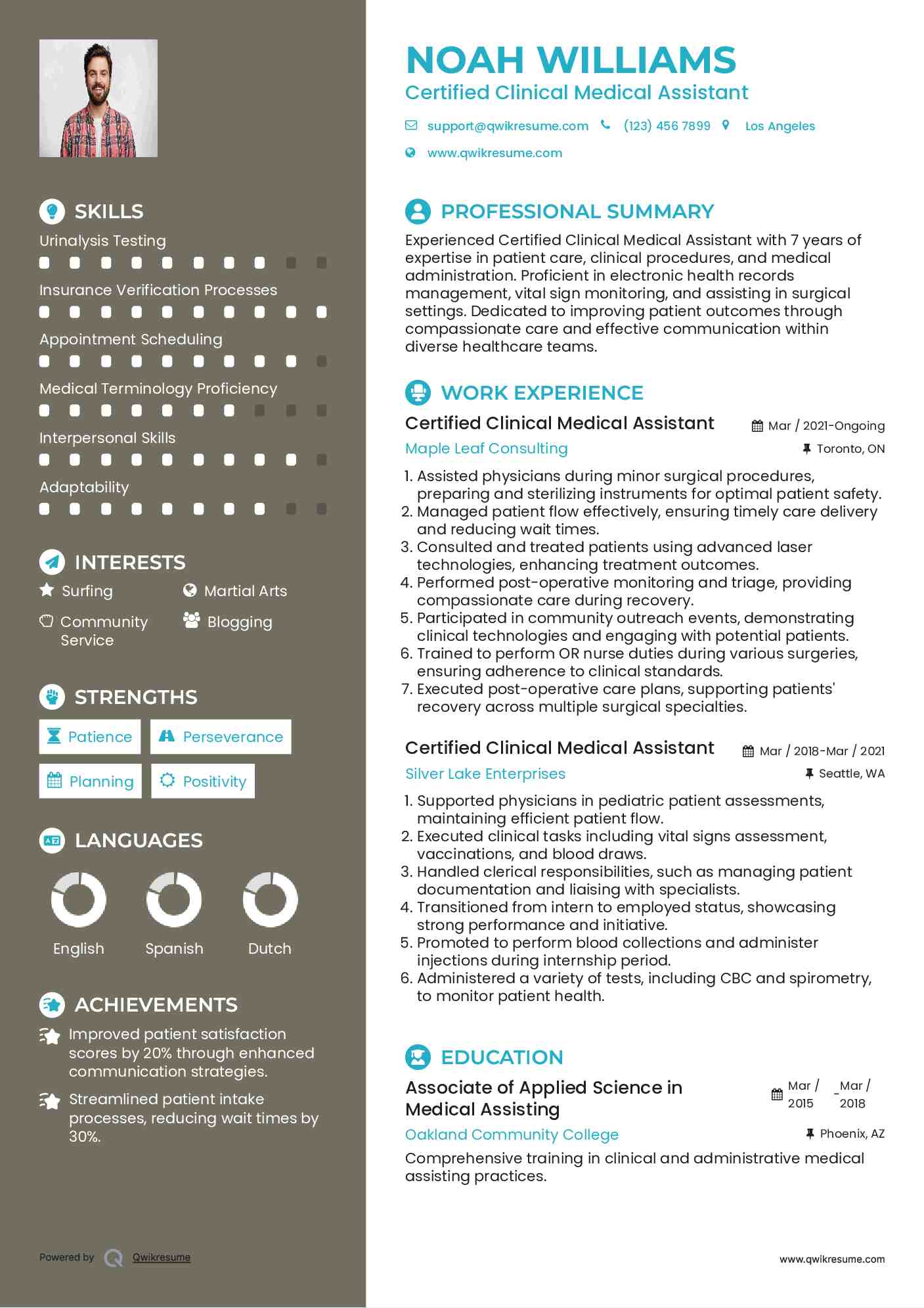 Certified Clinical Medical Assistant Resume Sample