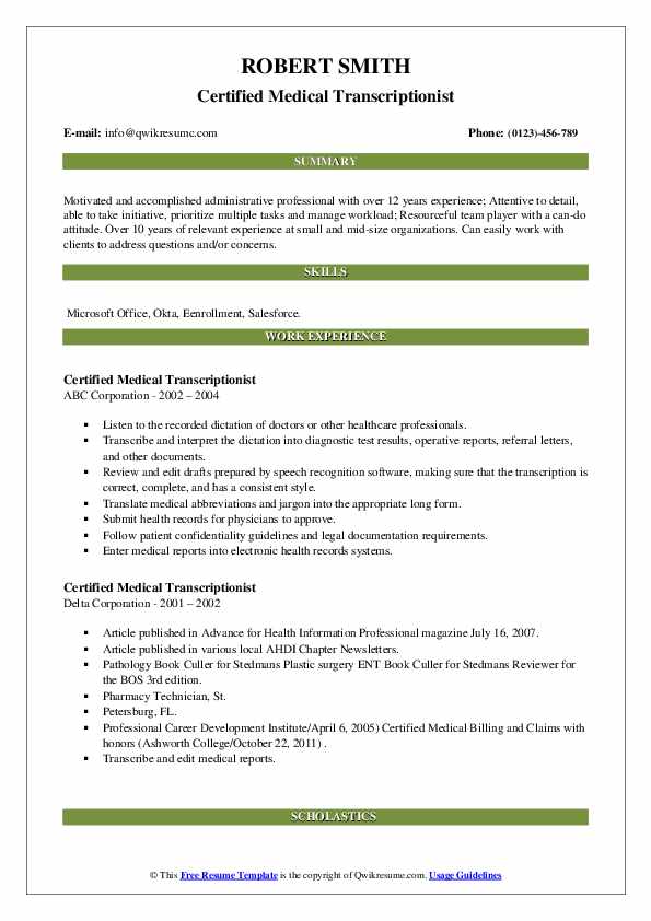 Certified Medical Transcriptionist - Certified Medical Transcriptionist 1624297547 Pdf 