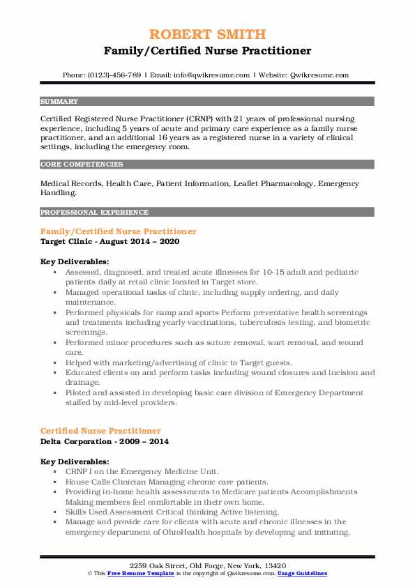 Certified Nurse Practitioner Resume - Certified Nurse Practitioner 1593865173 Pdf 