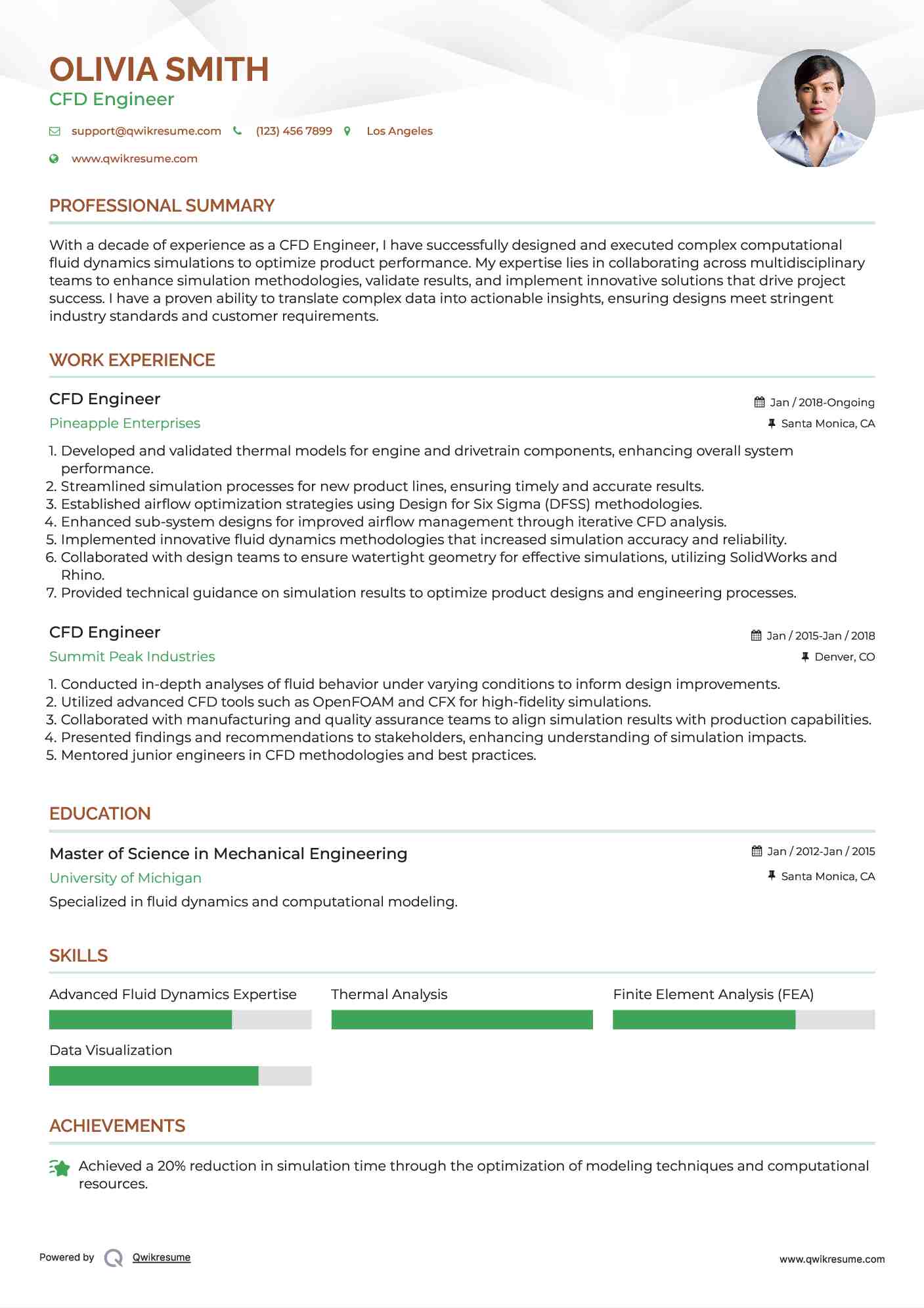CFD Engineer Resume Format