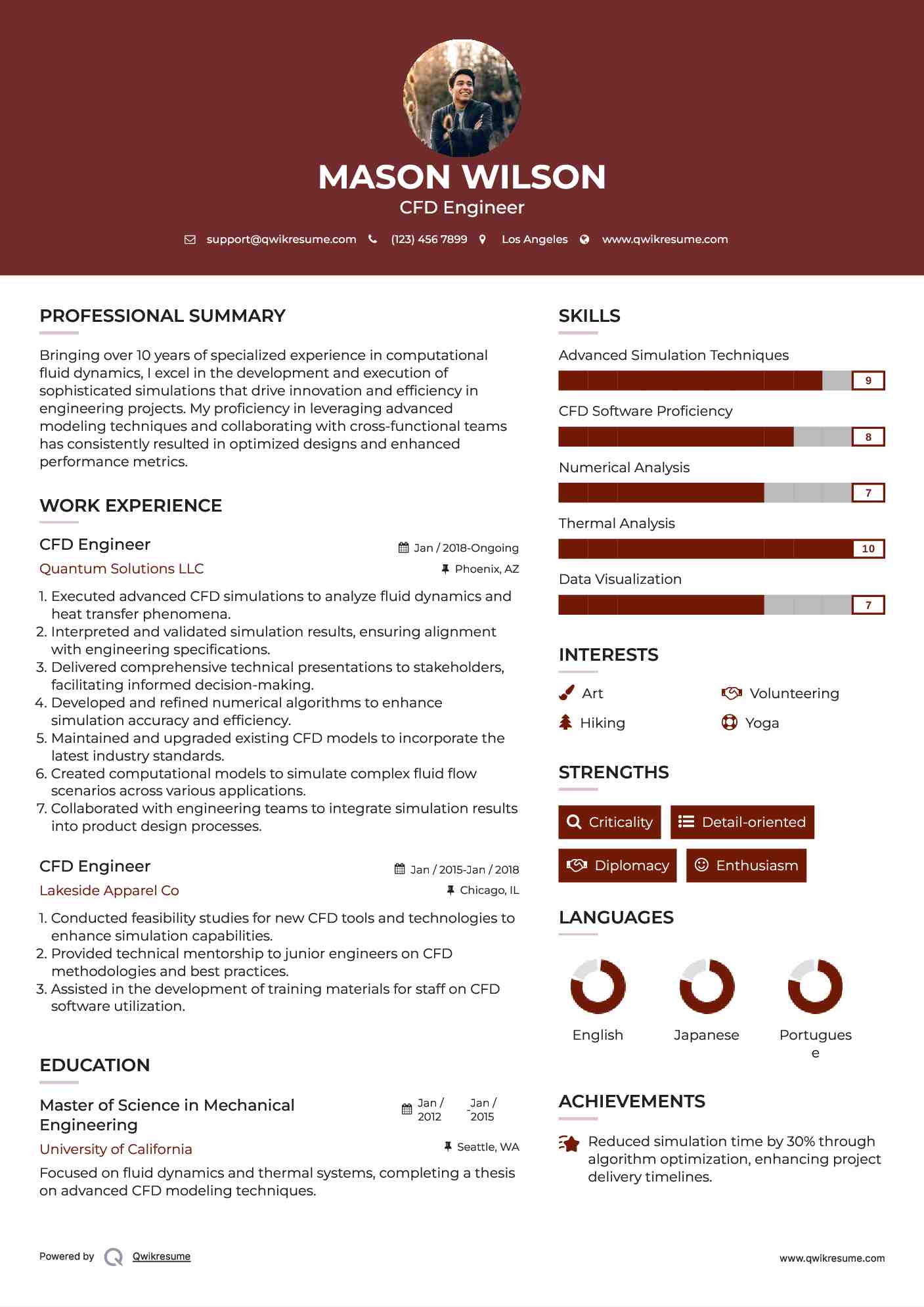 CFD Engineer Resume Sample