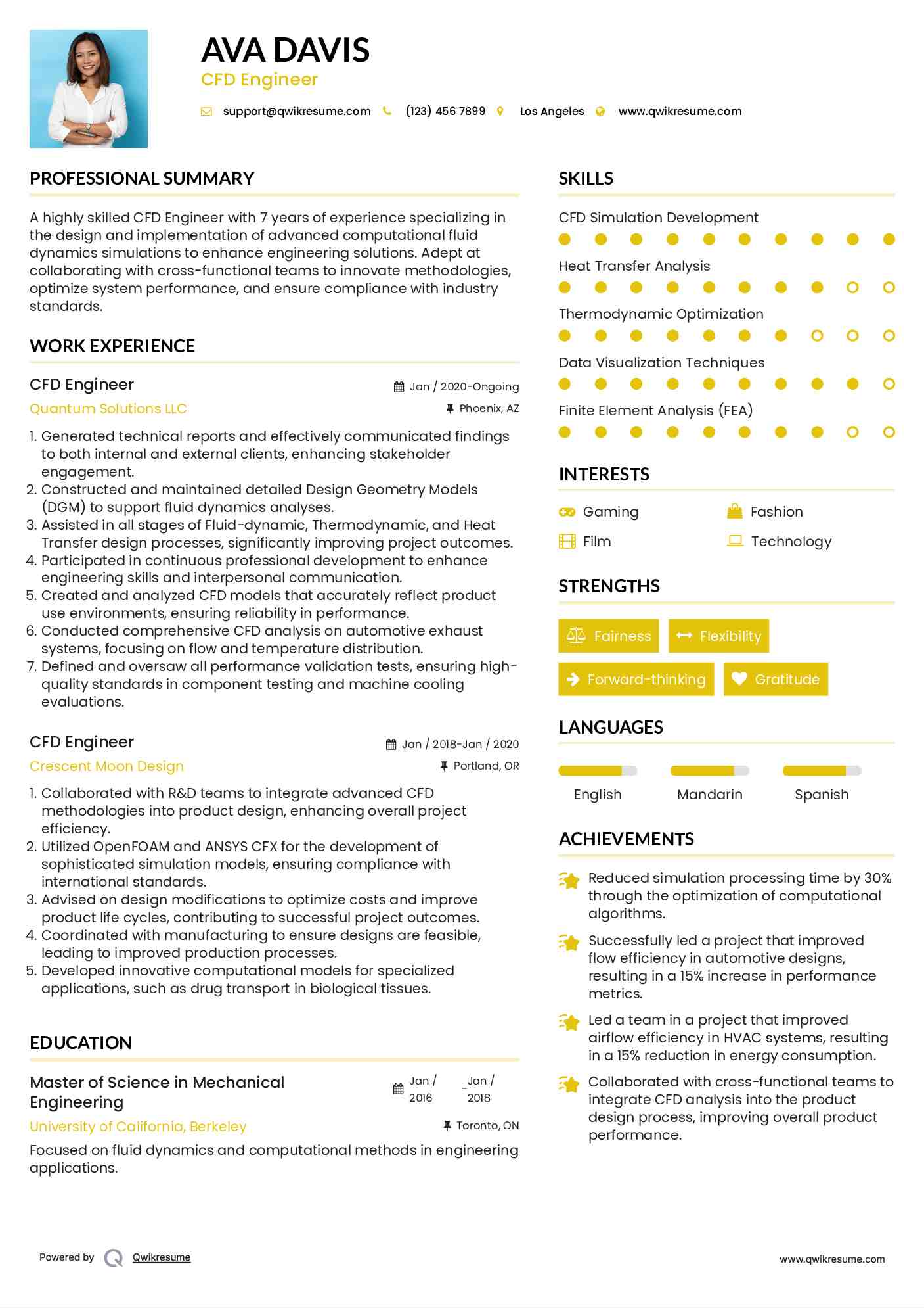 CFD Engineer Resume Sample