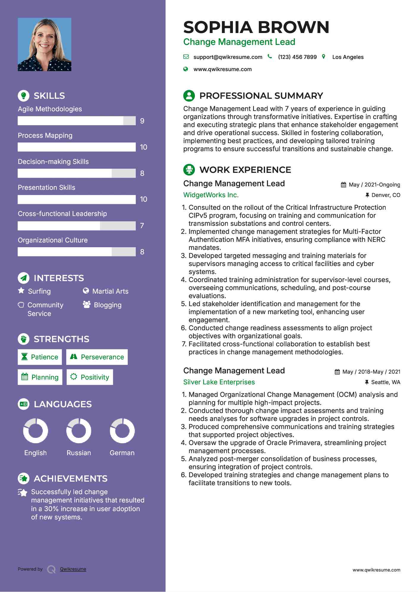 Change Management Lead Resume Format