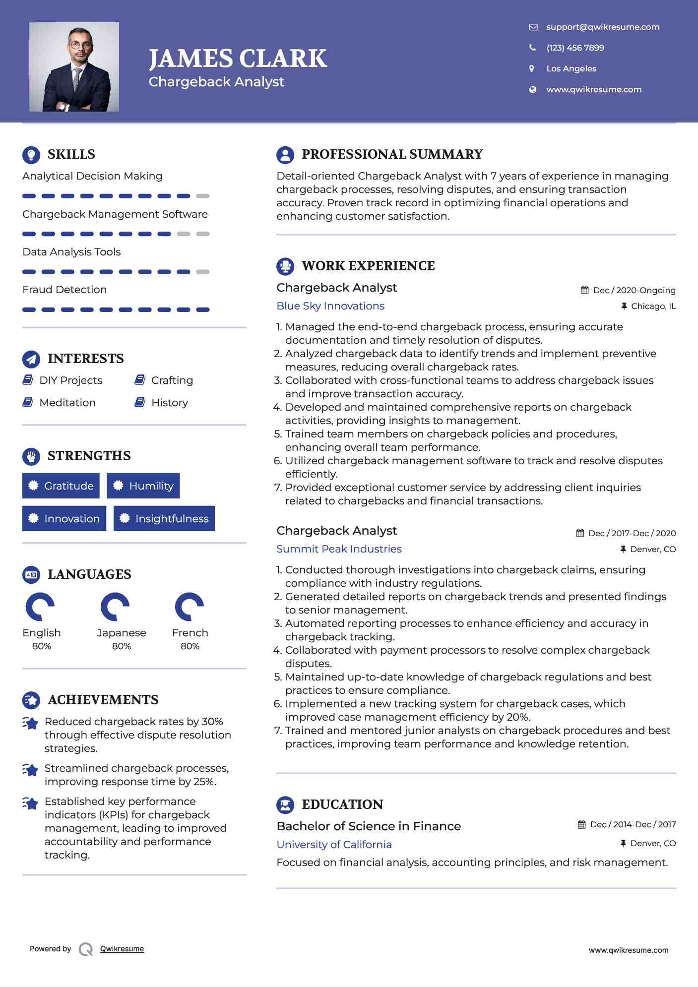 Chargeback Analyst Resume Format
