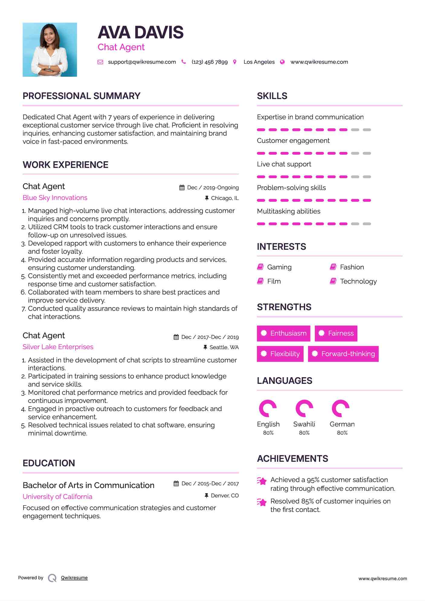 Chat Agent Resume Model