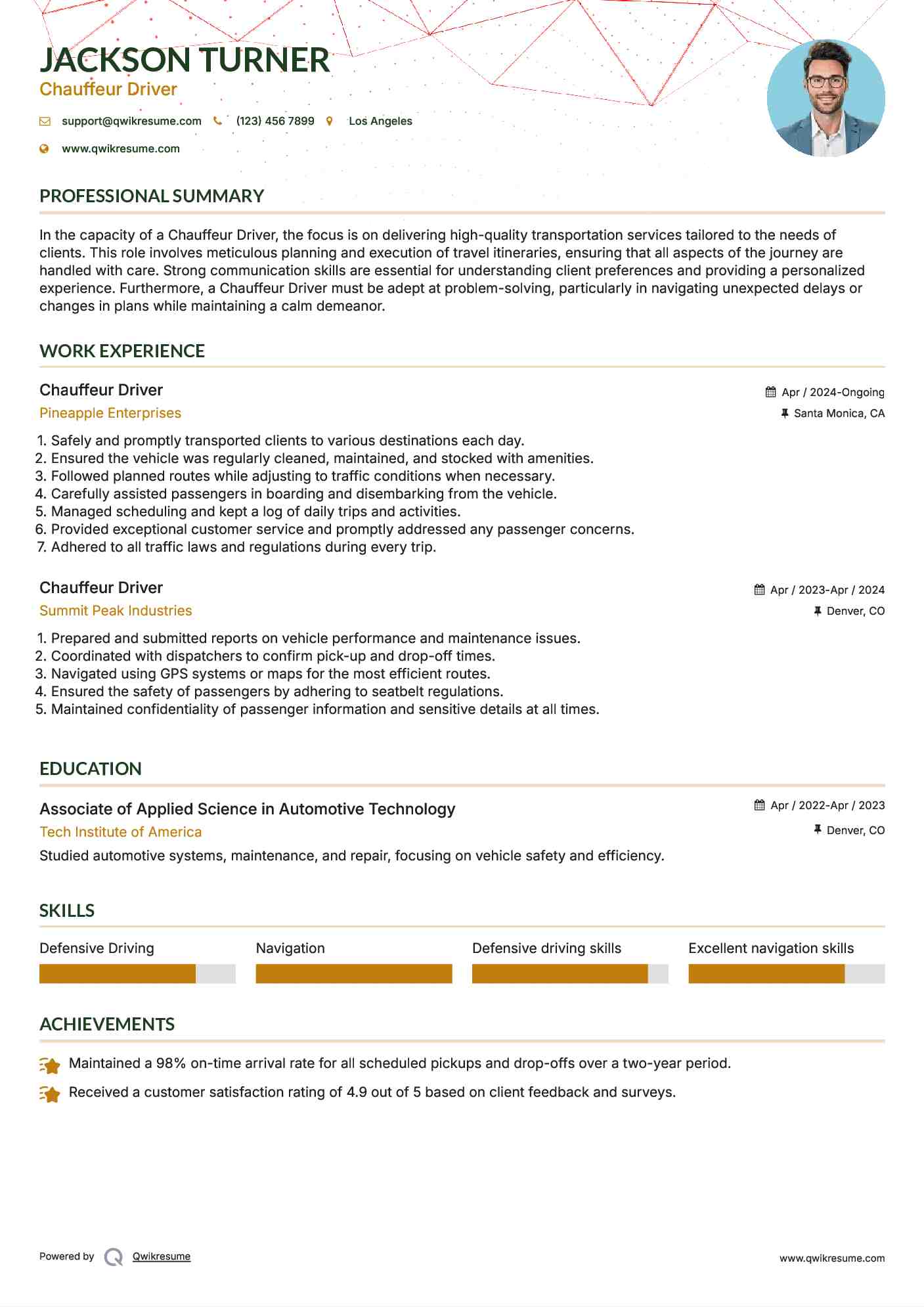 Chauffeur Driver Resume Template
