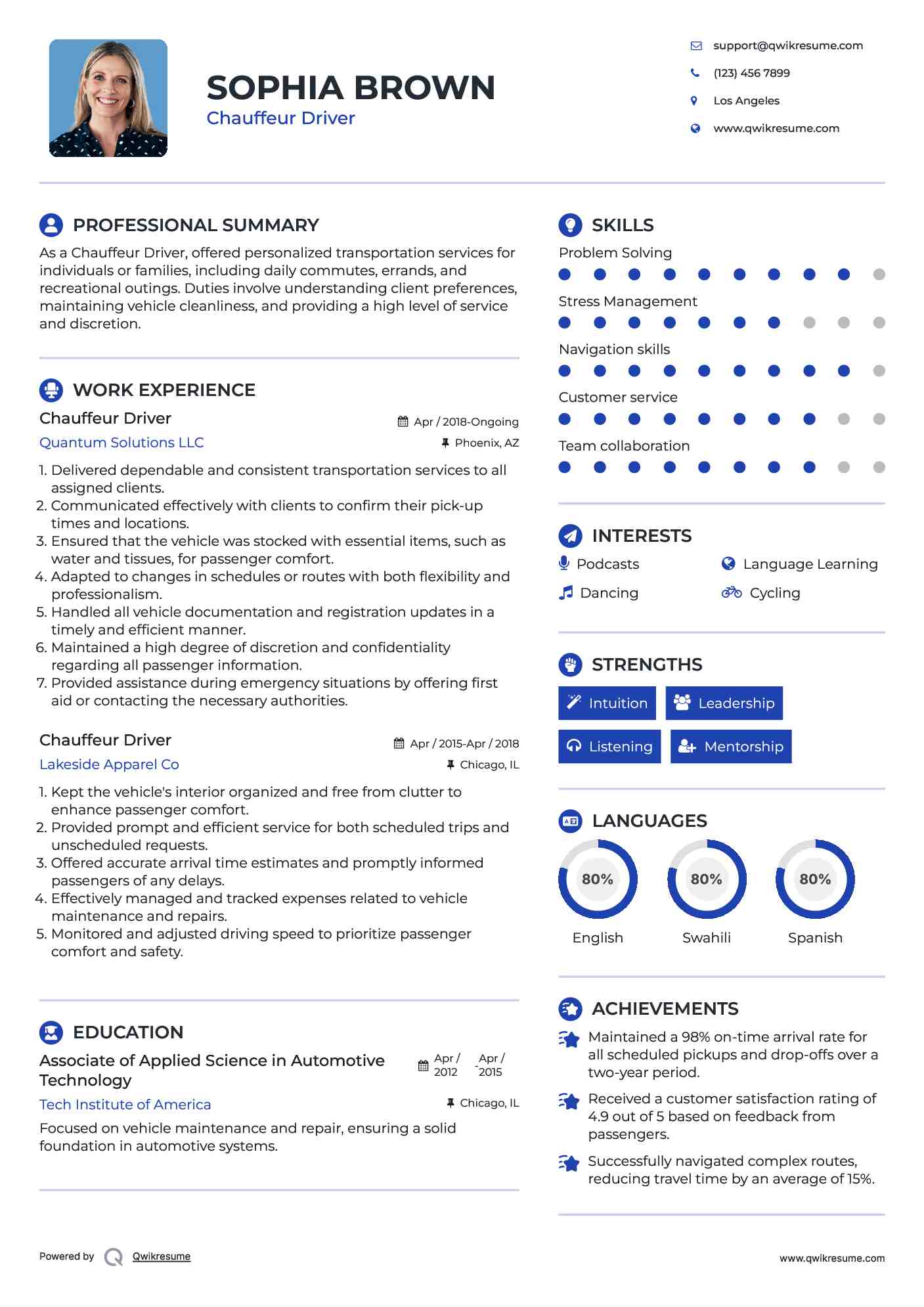 Chauffeur Driver Resume Template