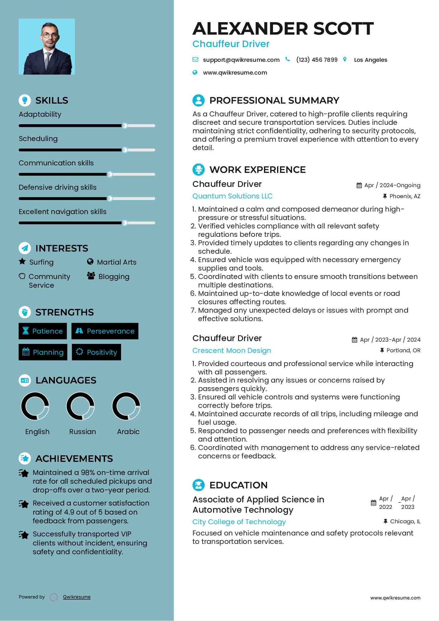 Chauffeur Driver Resume Format