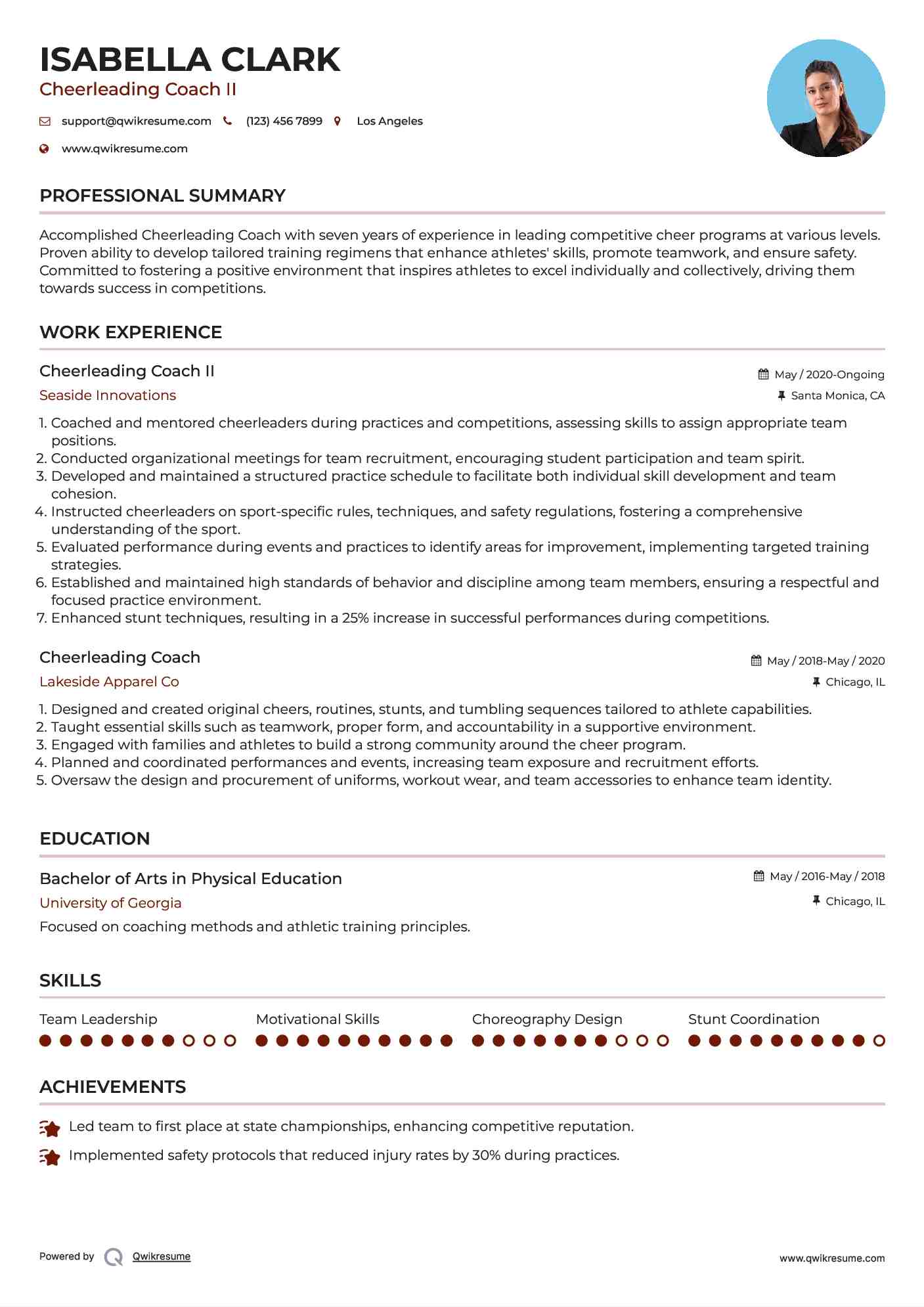cheerleading coach resume samples qwikresume cheerleading coach cover letter sample