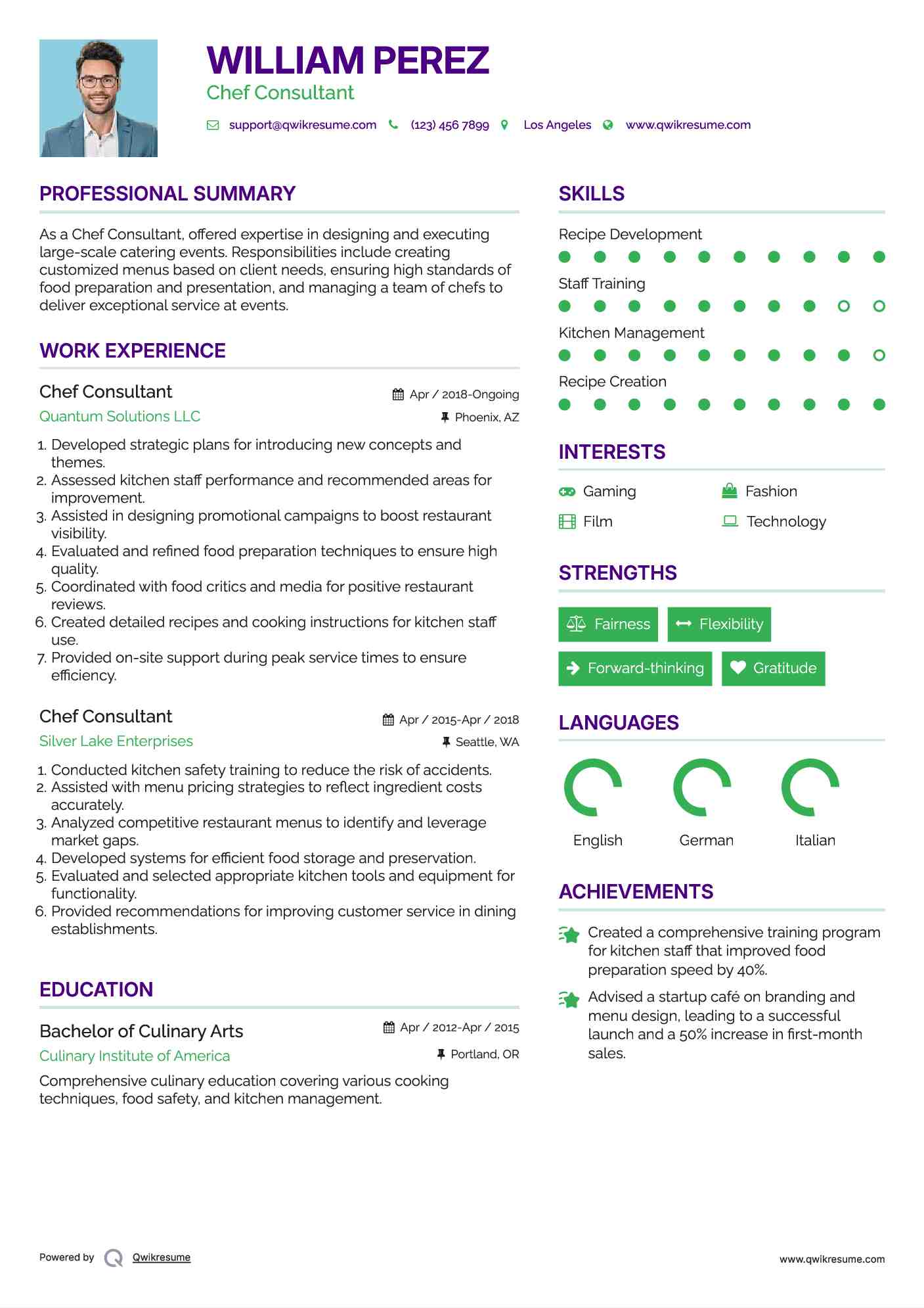 Chef Consultant Resume Template
