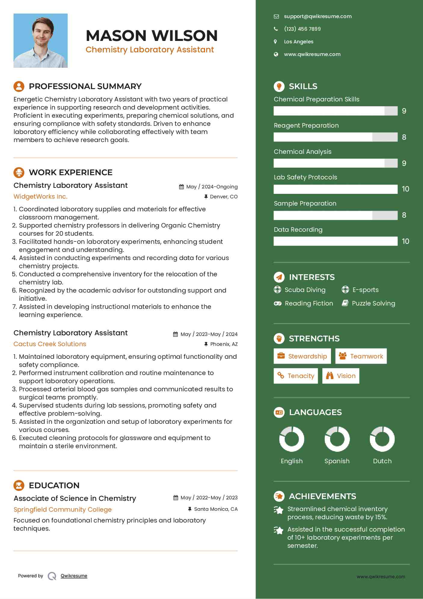 Chemistry Laboratory Assistant Resume Sample