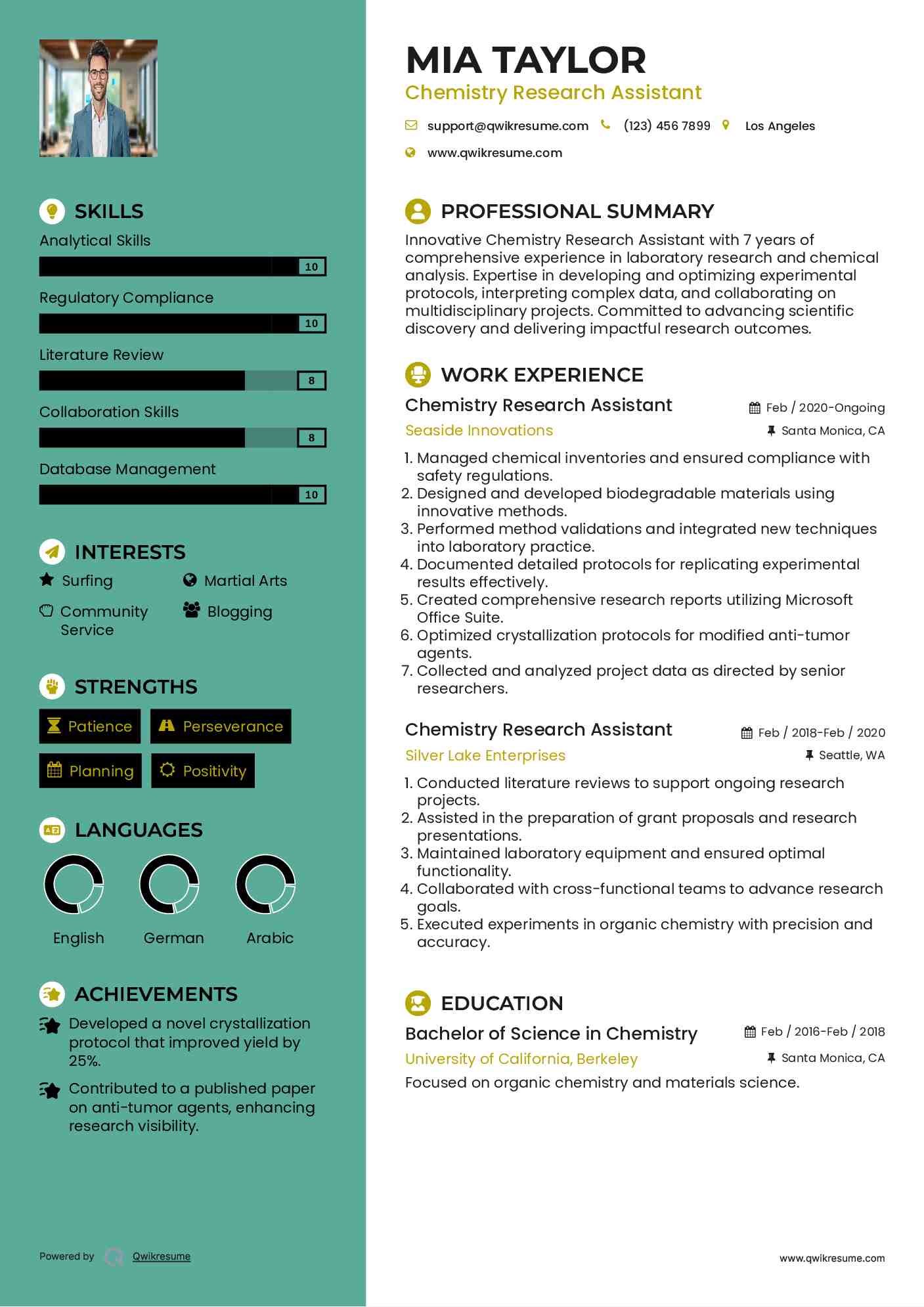 Chemistry Research Assistant Resume Sample