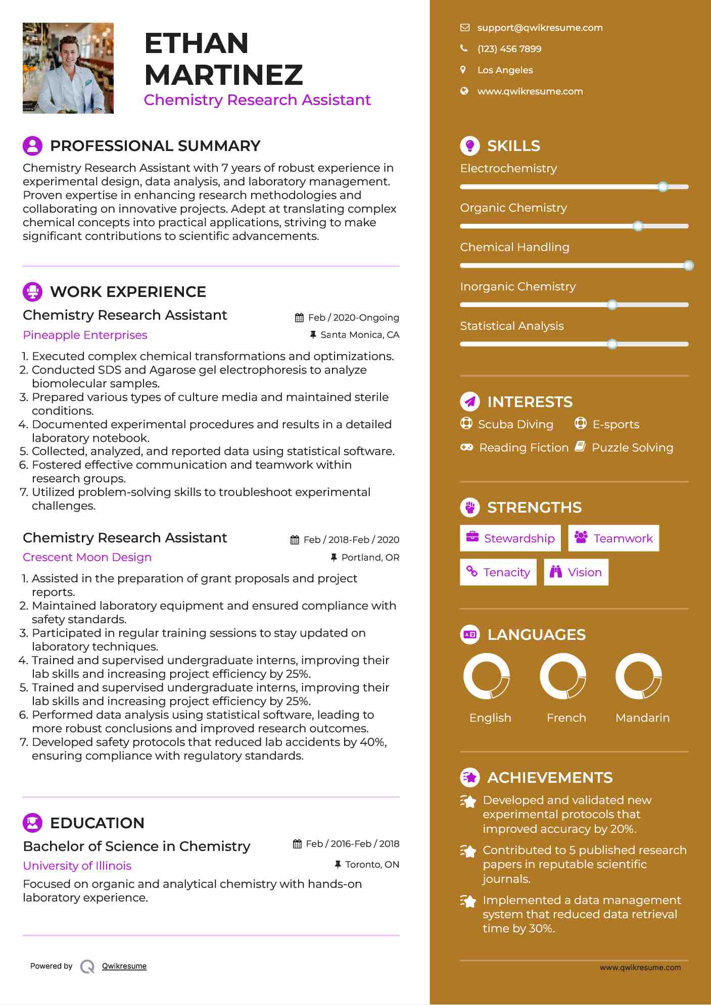 Chemistry Research Assistant Resume Template