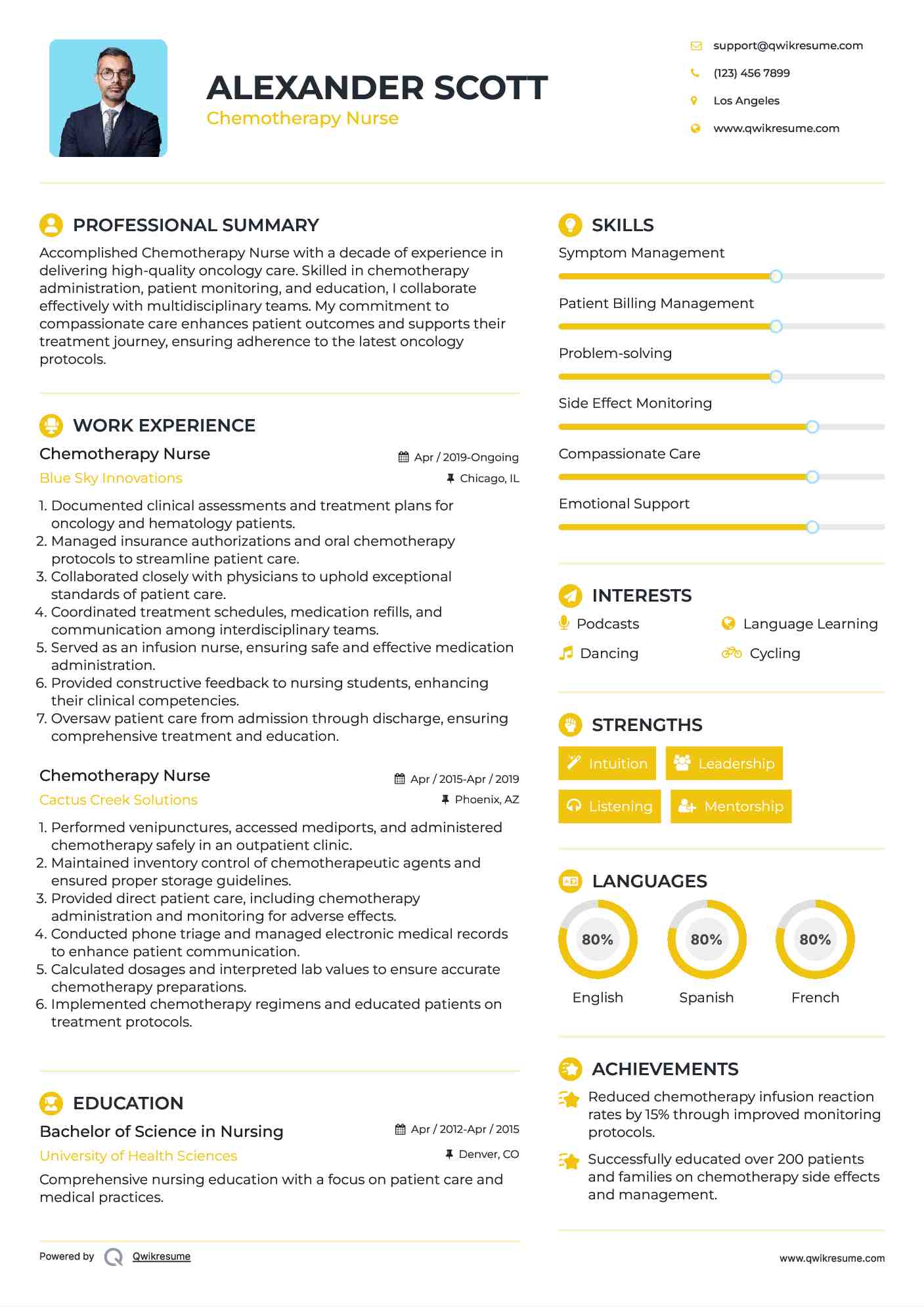 Chemotherapy Nurse Resume Example